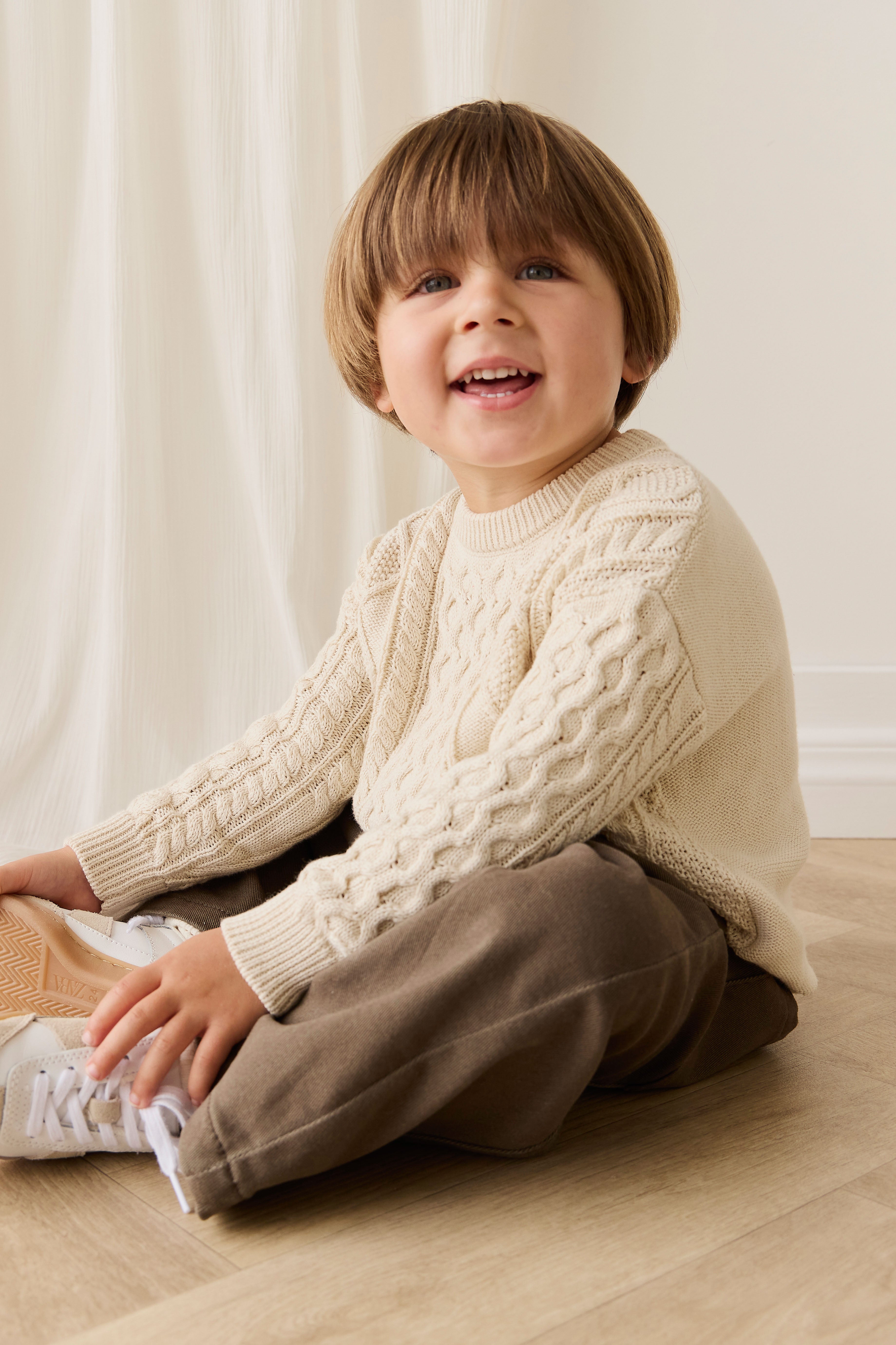 Pantalon droit classique en velours côtelé, coloris chaud, coton-élasthanne avec taille élastiquée pour enfants 6M–8A