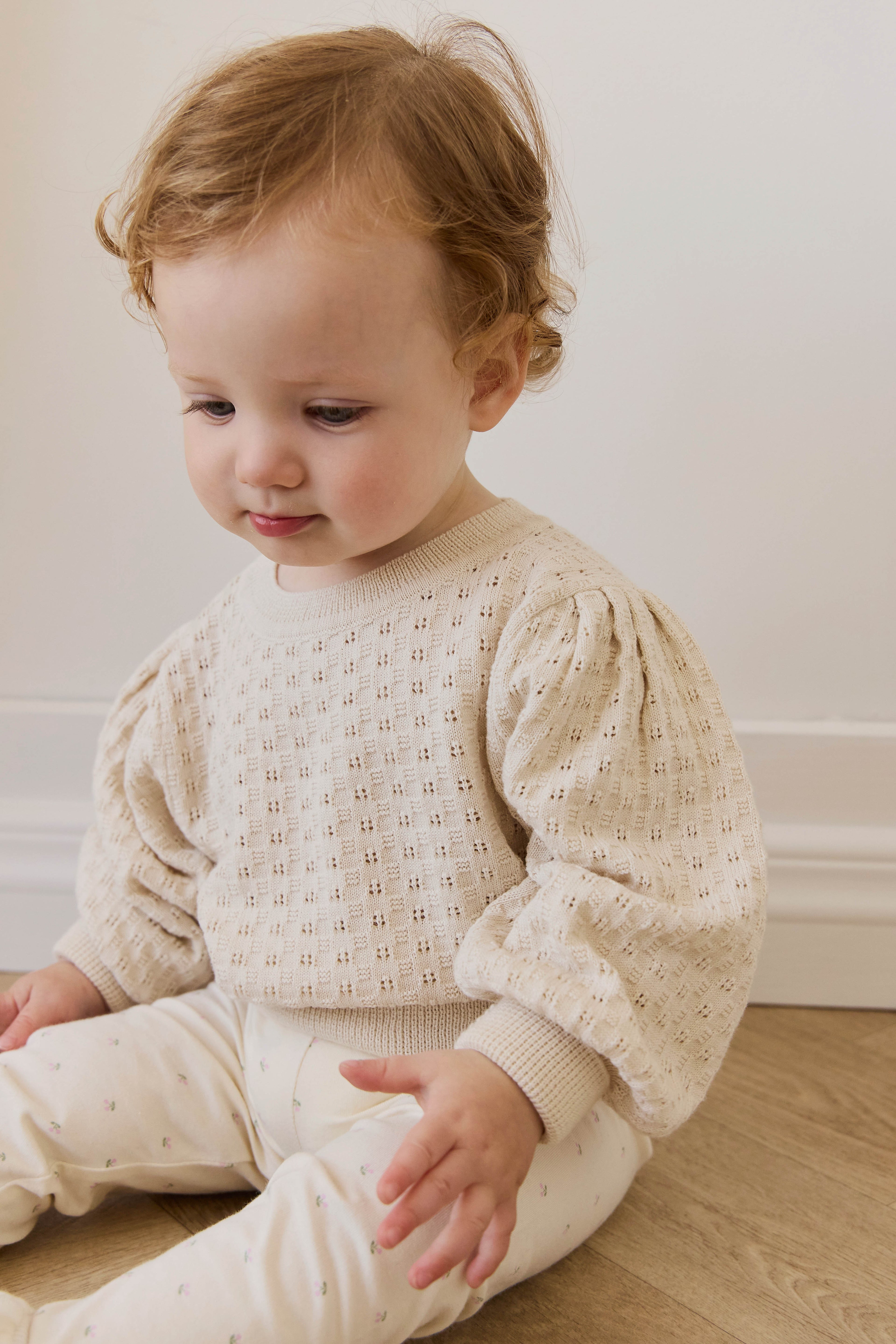 Legging Quotidien En Coton Biologique Avec Imprimé Cerises Crème Ludique Et Taille Élastiquée Pour Filles (Naissance–10 Ans)