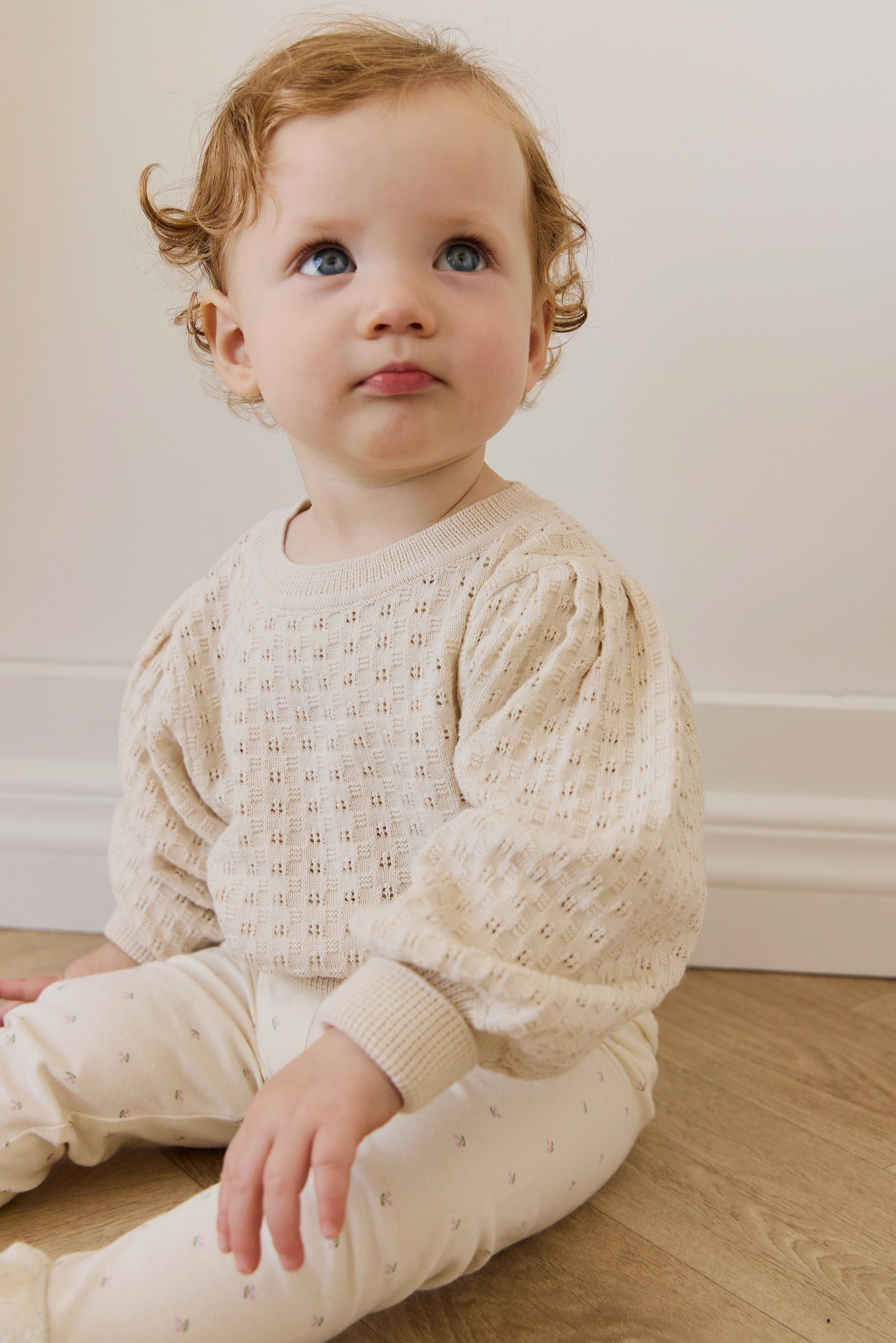 Legging Quotidien En Coton Biologique Avec Imprimé Cerises Crème Ludique Et Taille Élastiquée Pour Filles (Naissance–10 Ans)