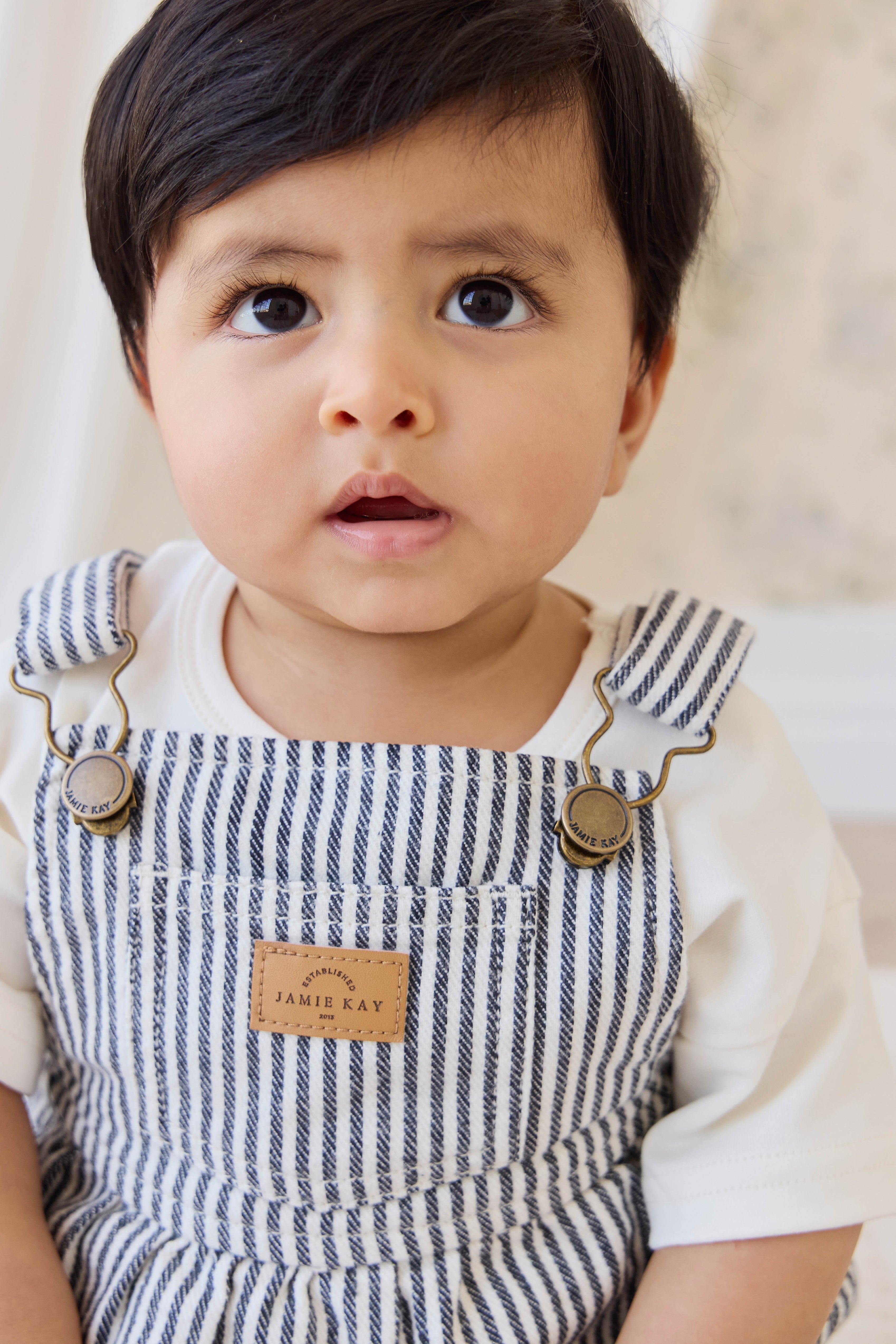 Combinaison Bébé Rayée Marin Vintage en Coton-Élasthanne, Bretelles Ajustables & Boutons-Pression, 0M–3A