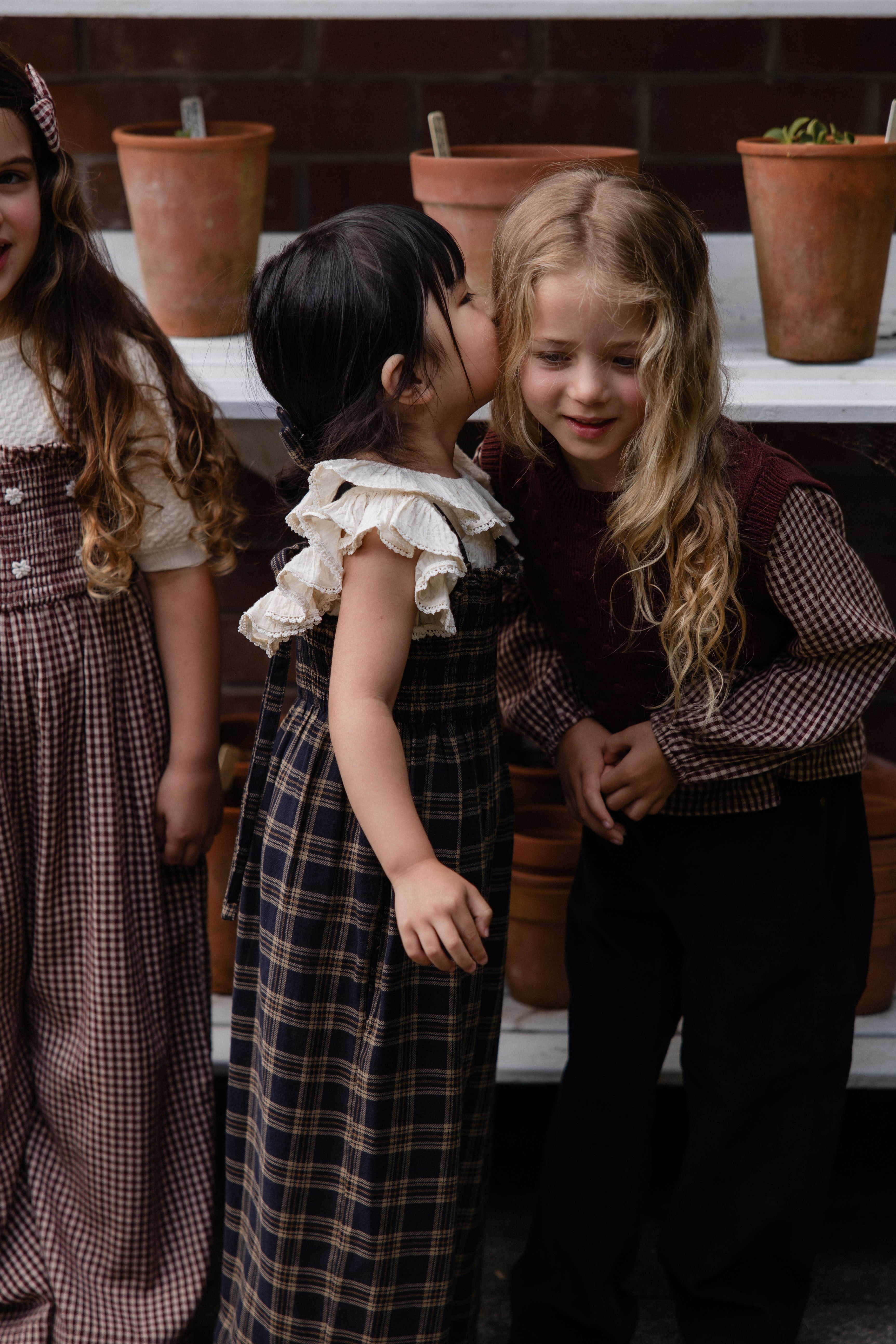Combinaison sans manches en coton bio à carreaux motifs sous-bois, coupe décontractée et bretelles fines pour filles de 6 mois à 10 ans