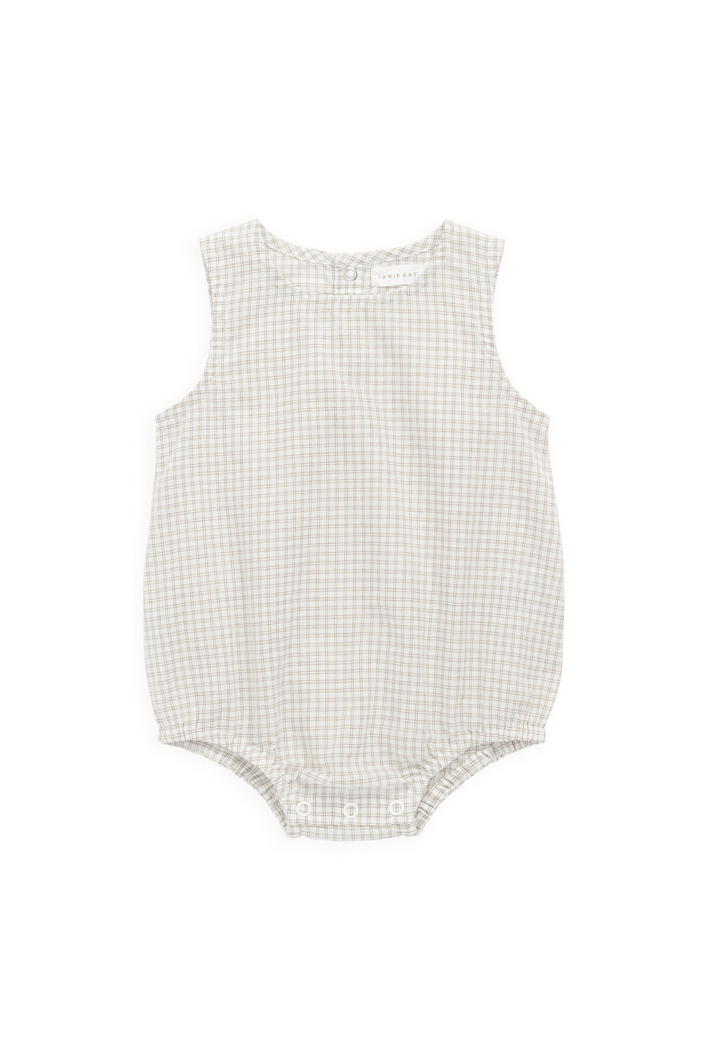 Combinaison sans manches en coton biologique à carreaux fenêtre léger avec fermeture à pression pour temps chaud 0M-2A