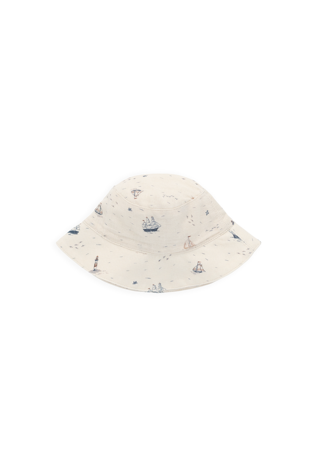 Bob en coton tissé biologique à motifs nautiques ludiques avec bord incurvé pour la protection solaire