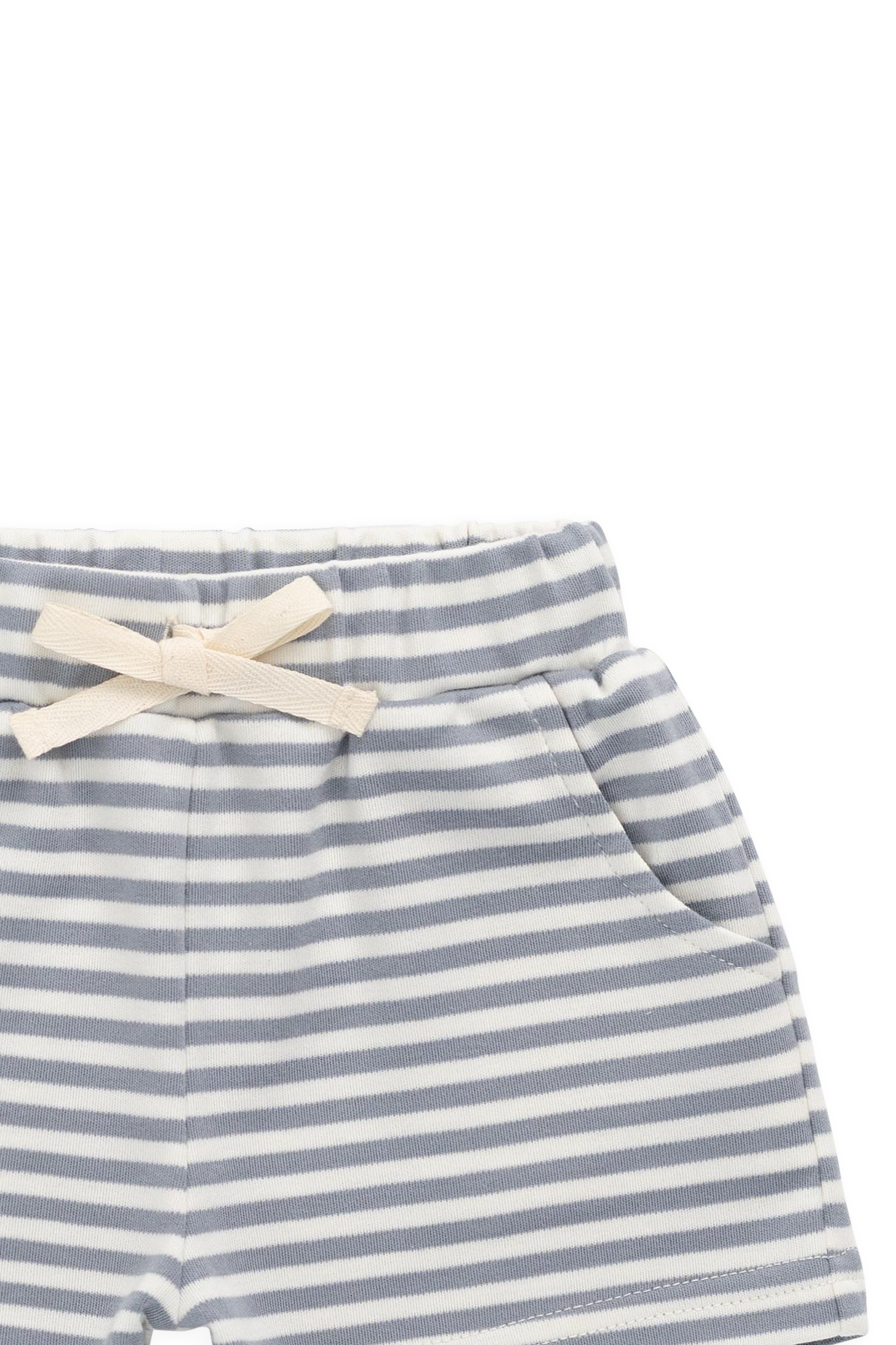 Short en Coton Pima à Fines Rayures avec Cordon de Serrage à la Taille et Poches pour Enfants 0M–8A