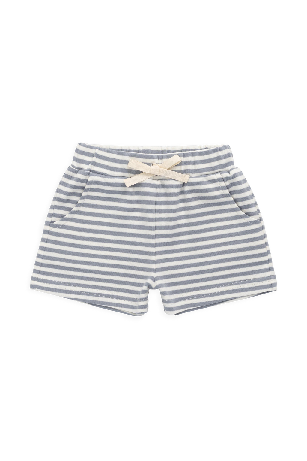 Short en Coton Pima à Fines Rayures avec Cordon de Serrage à la Taille et Poches pour Enfants 0M–8A
