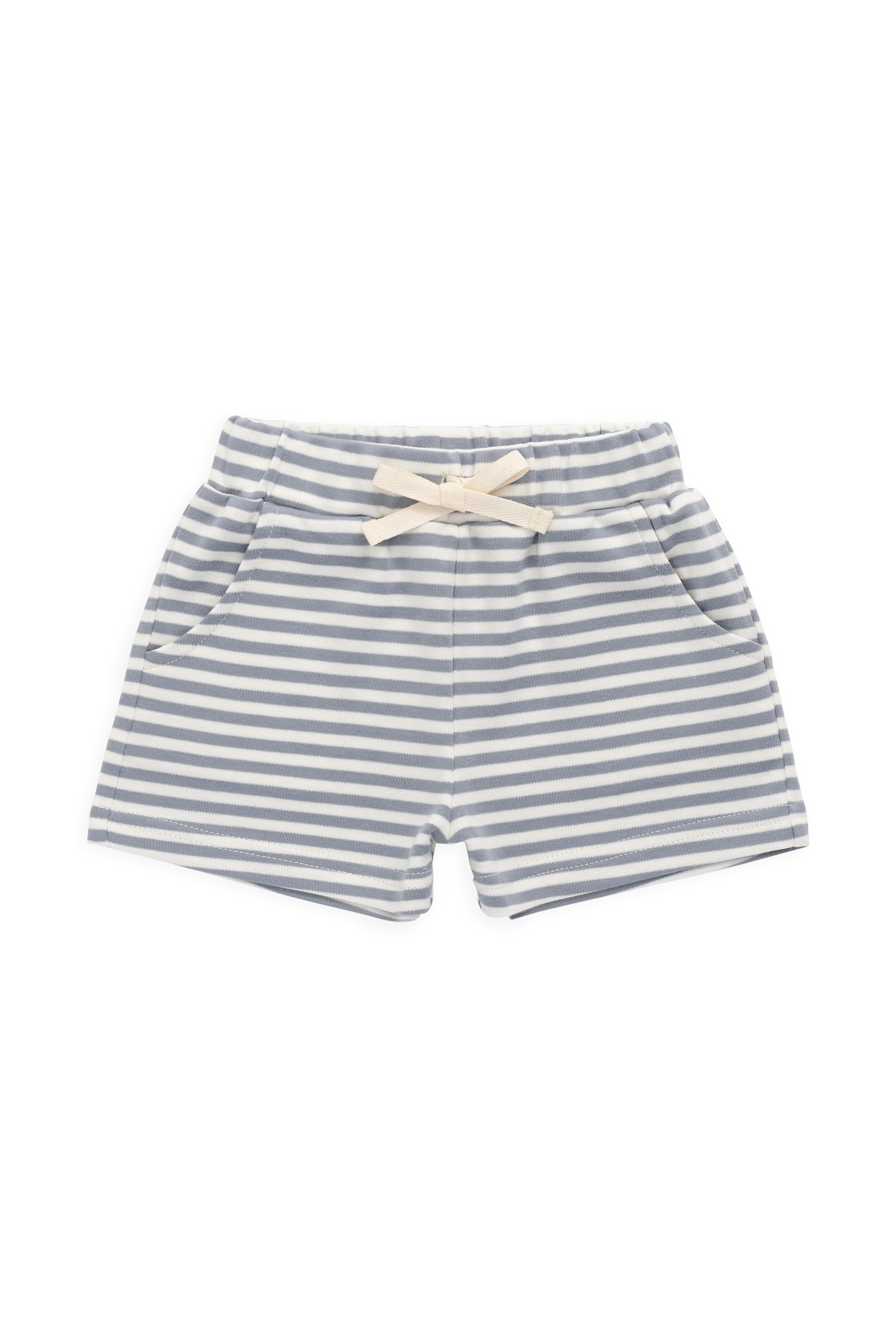 Short en Coton Pima à Fines Rayures avec Cordon de Serrage à la Taille et Poches pour Enfants 0M–8A