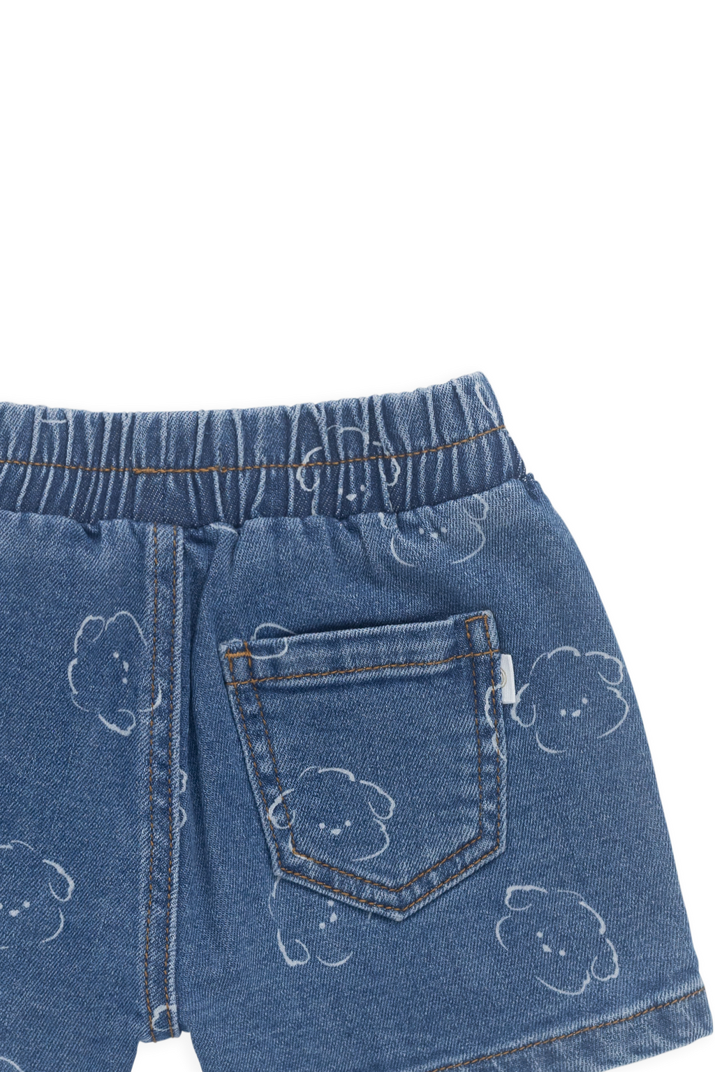 Short en jean bleu avec imprimé chiens, taille élastique et poches, pour enfants de 6 mois à 6 ans