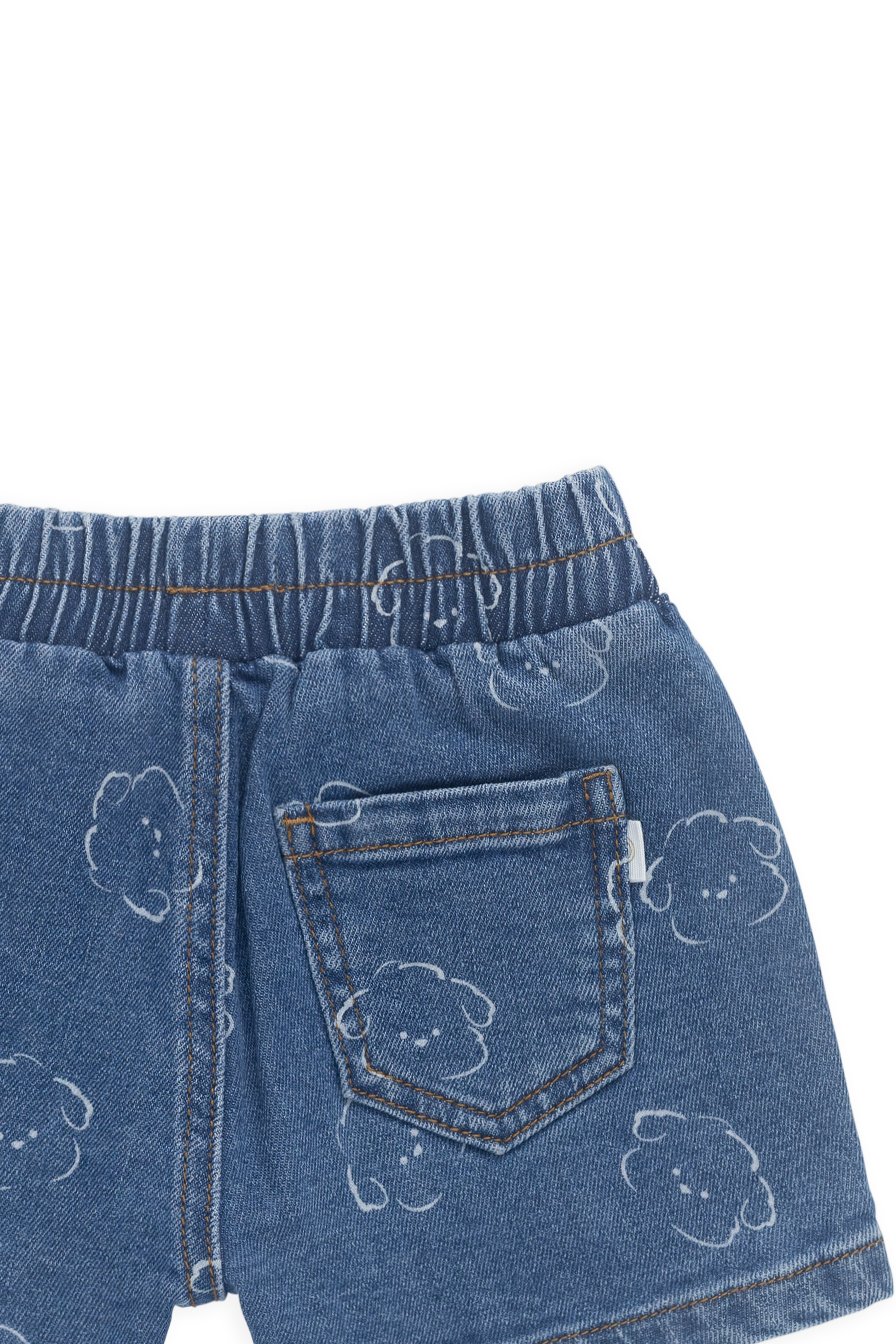 Short en jean bleu avec imprimé chiens, taille élastique et poches, pour enfants de 6 mois à 6 ans