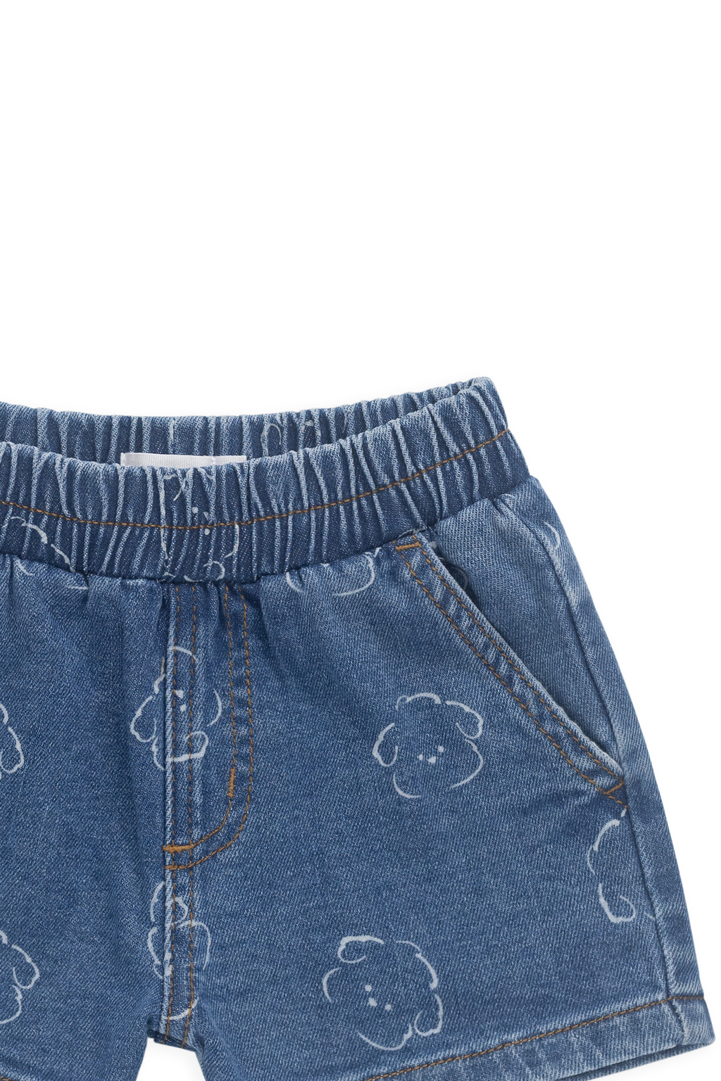 Short en jean bleu avec imprimé chiens, taille élastique et poches, pour enfants de 6 mois à 6 ans