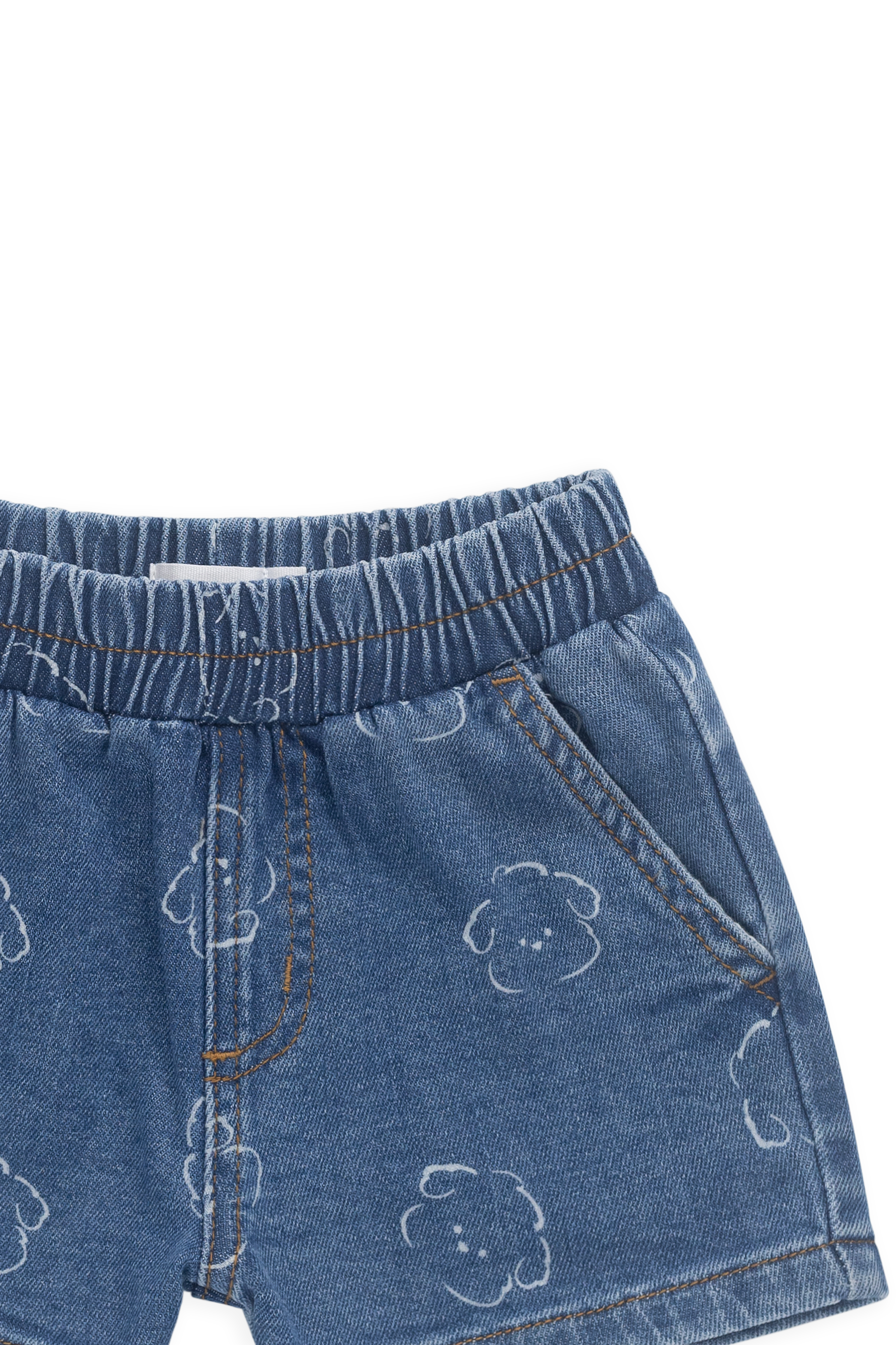 Short en jean bleu avec imprimé chiens, taille élastique et poches, pour enfants de 6 mois à 6 ans