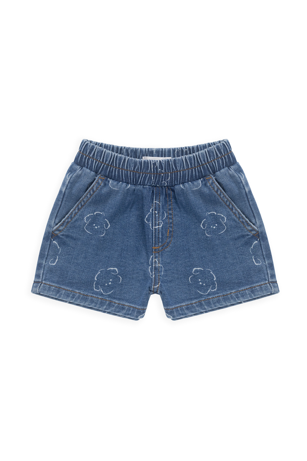 Short en jean bleu avec imprimé chiens, taille élastique et poches, pour enfants de 6 mois à 6 ans
