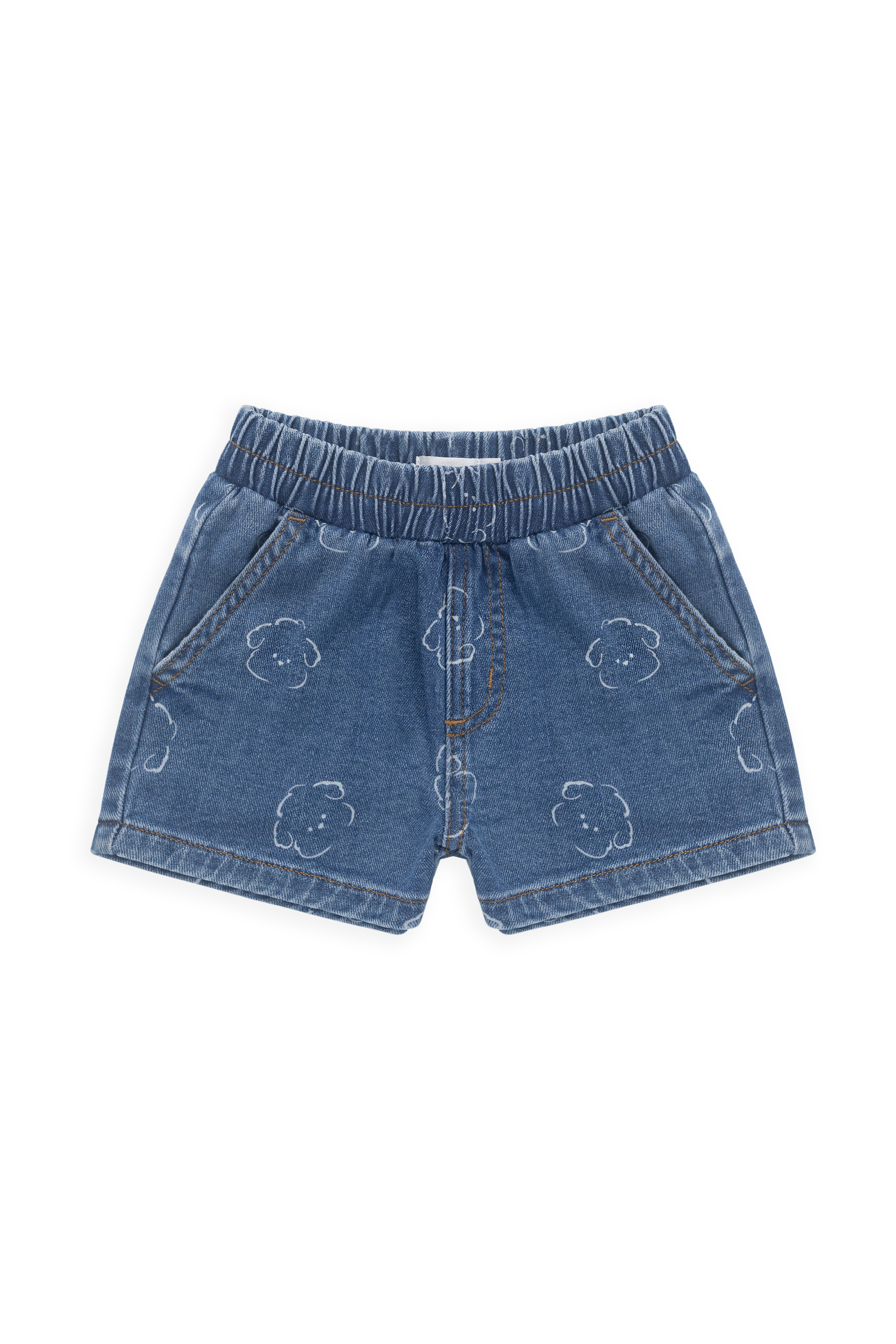 Short en jean bleu avec imprimé chiens, taille élastique et poches, pour enfants de 6 mois à 6 ans