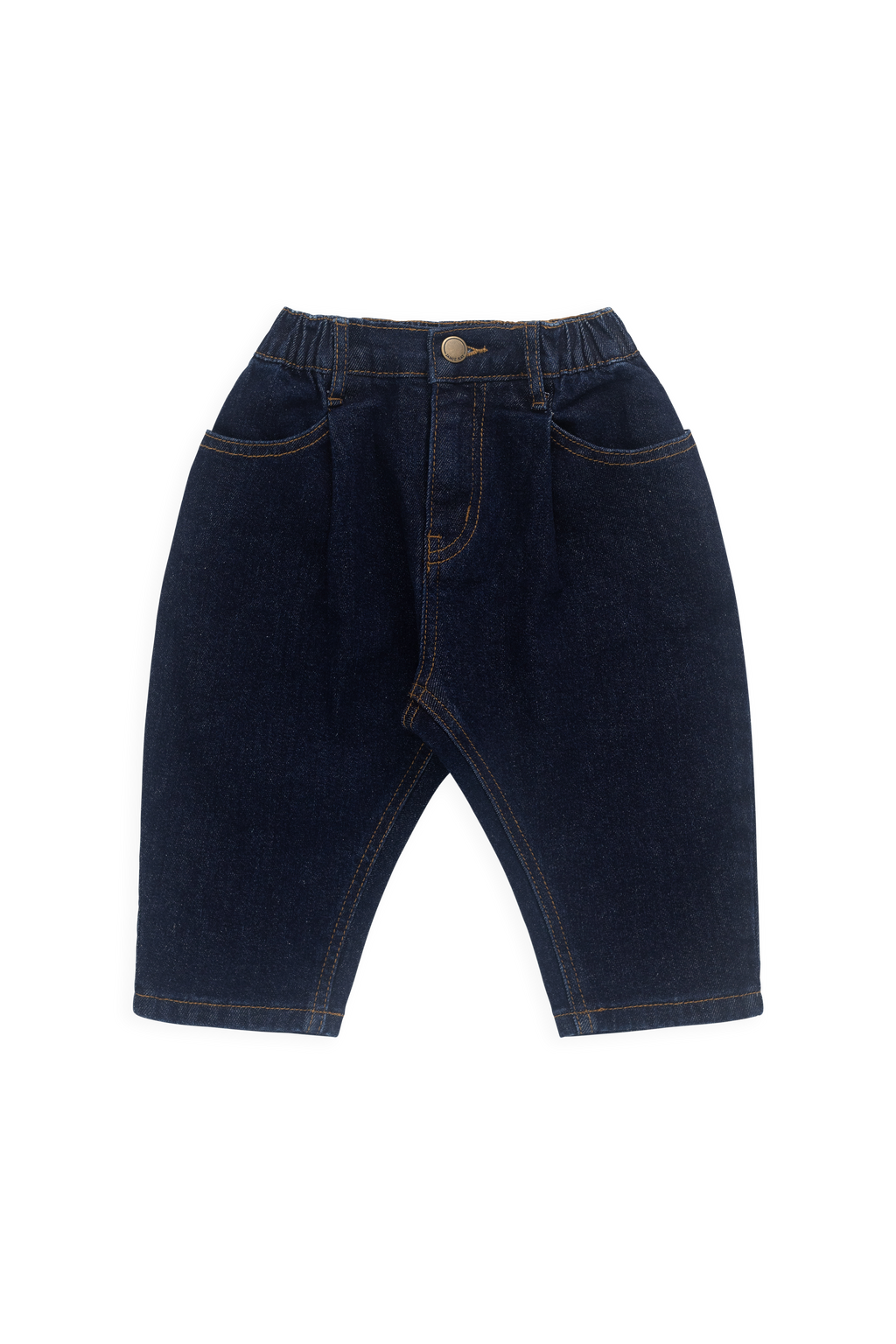 Pantalon fuselé décontracté en jean indigo coton avec taille élastique et poches fonctionnelles pour enfants 6M–8A