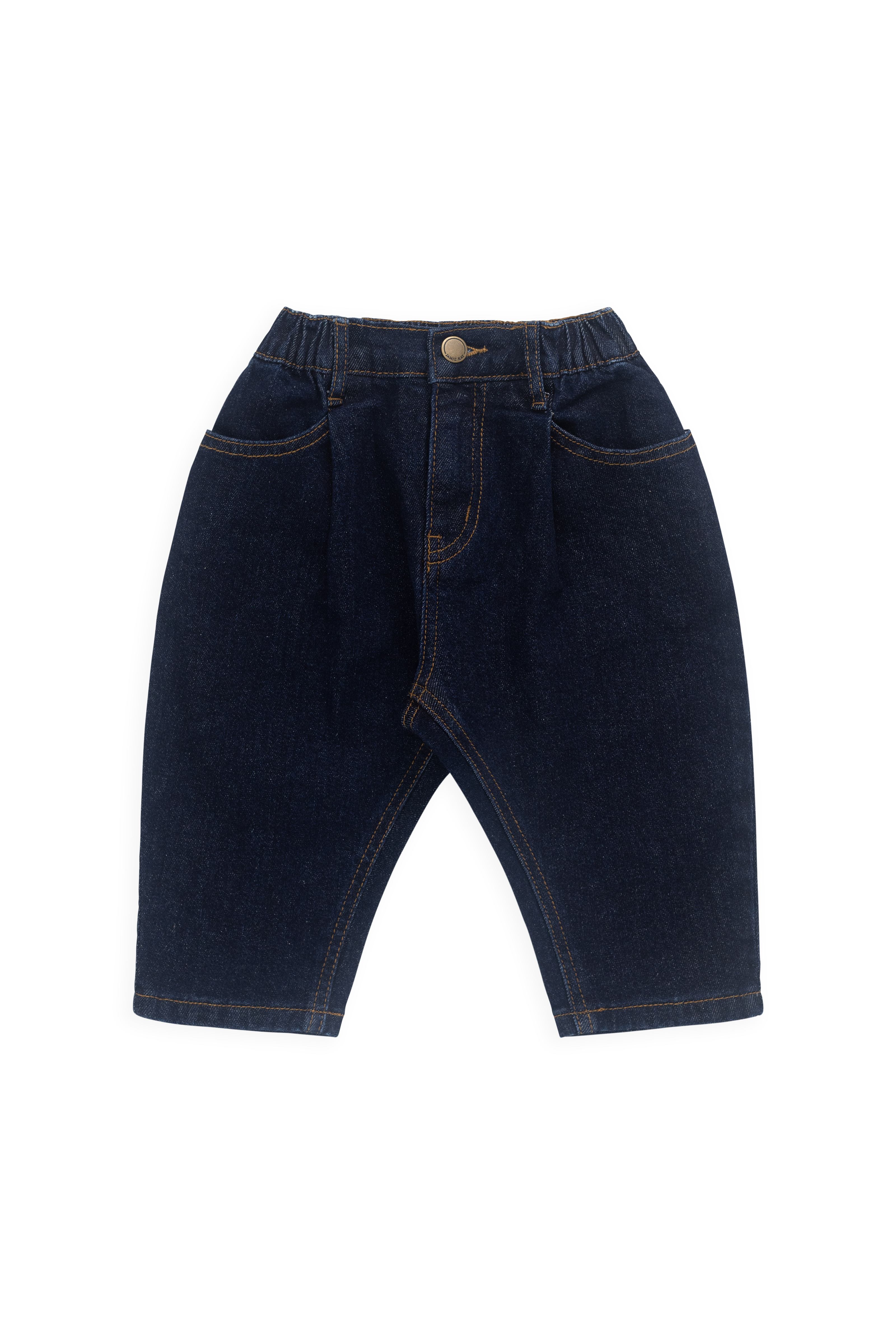 Pantalon fuselé décontracté en jean indigo coton avec taille élastique et poches fonctionnelles pour enfants 6M–8A