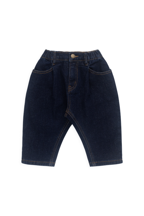 Pantalon fuselé décontracté en jean indigo coton avec taille élastique et poches fonctionnelles pour enfants 6M–8A