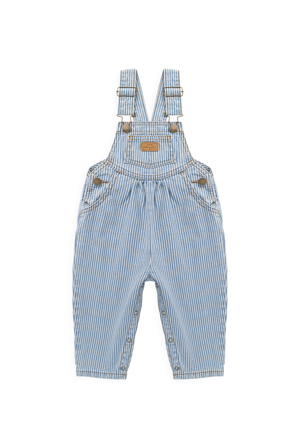 Salopette classique à rayures de Noël en mélange de coton avec bretelles réglables et boutons-pression pour enfants de 6 mois à 8 ans