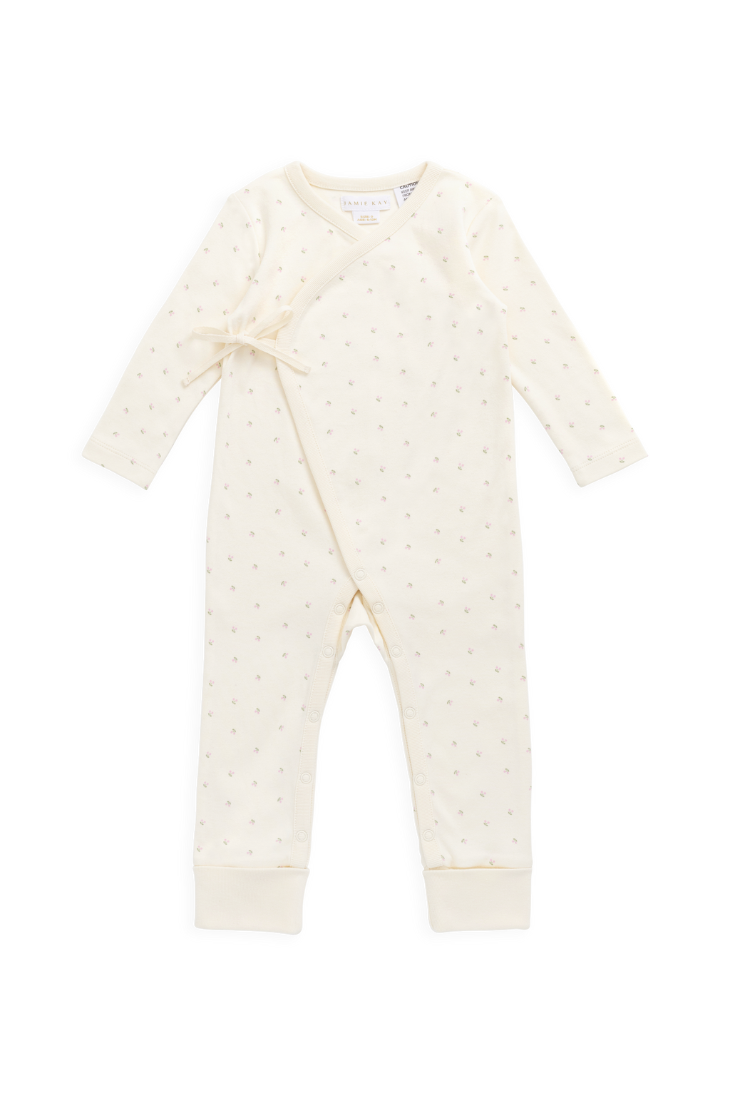 Combinaison Crème Délicate Imprimé Cerises 100% Coton Biologique à Fermeture Latérale par Boutons Pression pour un Change Facile Naissance–2 Ans