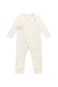 Combinaison Crème Délicate Imprimé Cerises 100% Coton Biologique à Fermeture Latérale par Boutons Pression pour un Change Facile Naissance–2 Ans
