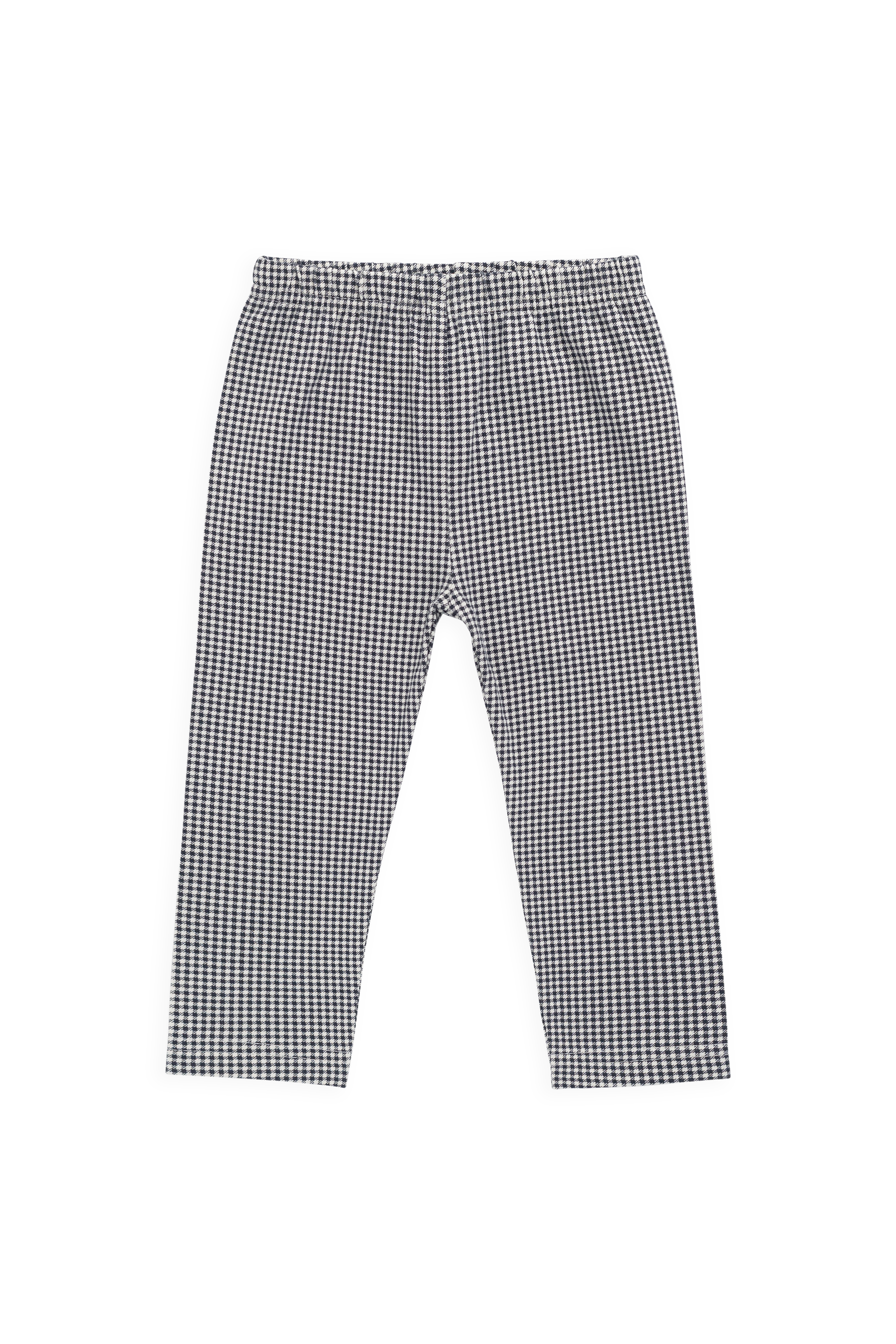 Legging Quotidien en Coton Biologique à Carreaux Vichy Bleu Marine Classique avec Taille Élastique pour Filles NB–10 Ans