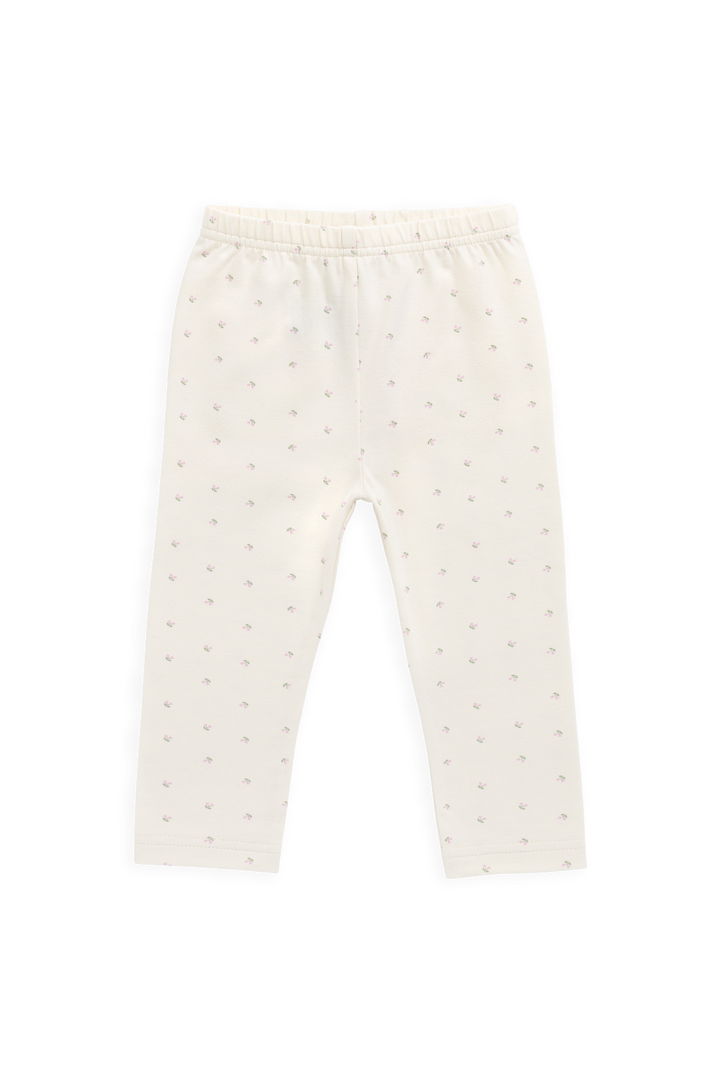 Legging Quotidien En Coton Biologique Avec Imprimé Cerises Crème Ludique Et Taille Élastiquée Pour Filles (Naissance–10 Ans)