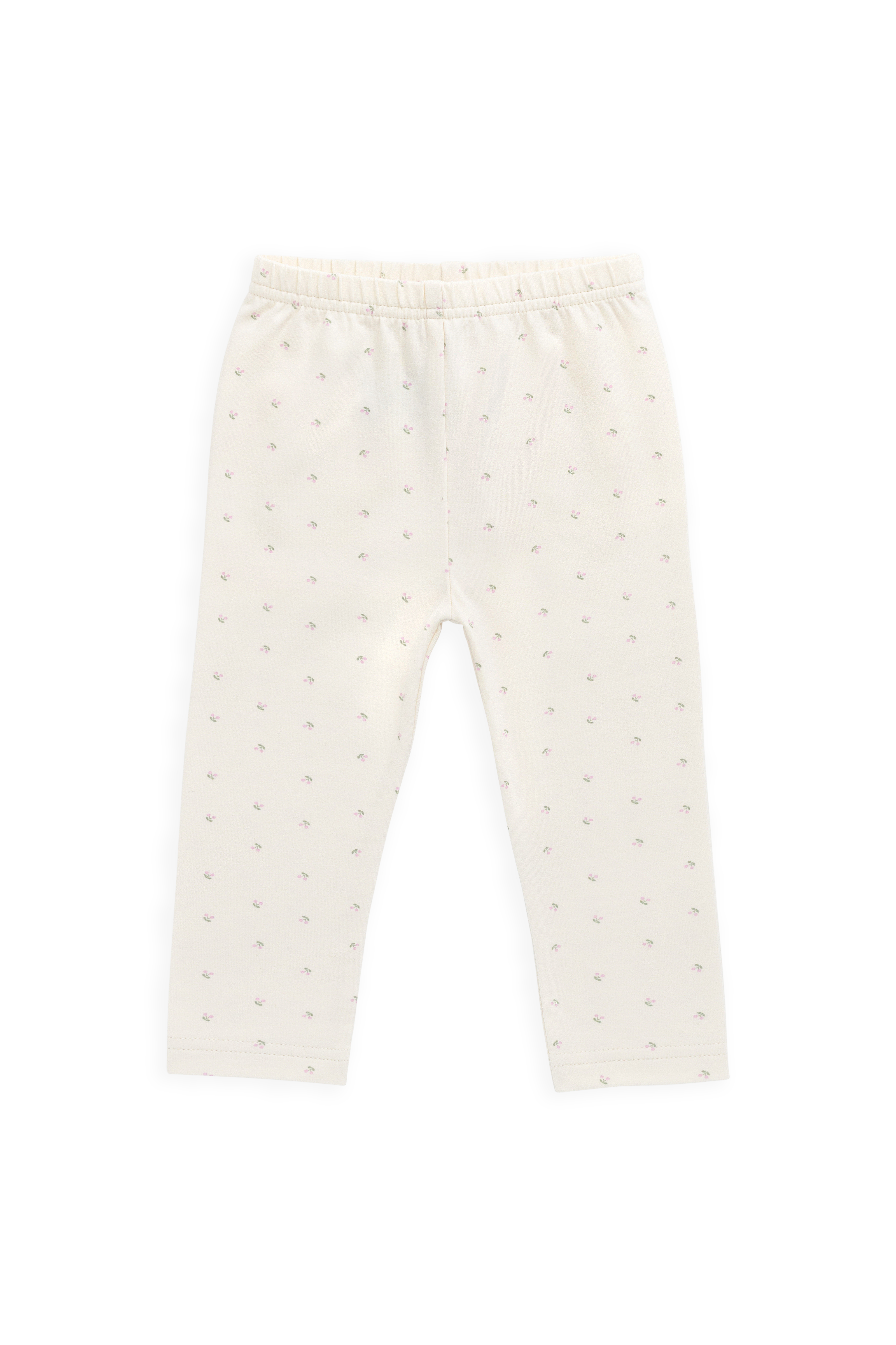 Legging Quotidien En Coton Biologique Avec Imprimé Cerises Crème Ludique Et Taille Élastiquée Pour Filles (Naissance–10 Ans)