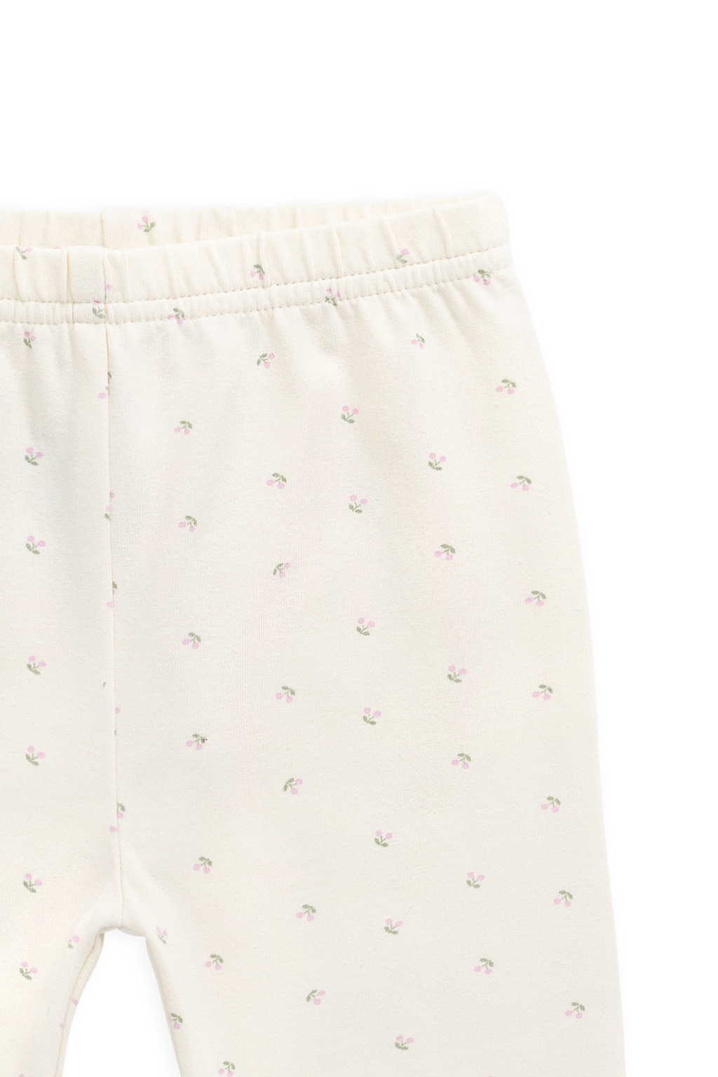 Legging Quotidien En Coton Biologique Avec Imprimé Cerises Crème Ludique Et Taille Élastiquée Pour Filles (Naissance–10 Ans)