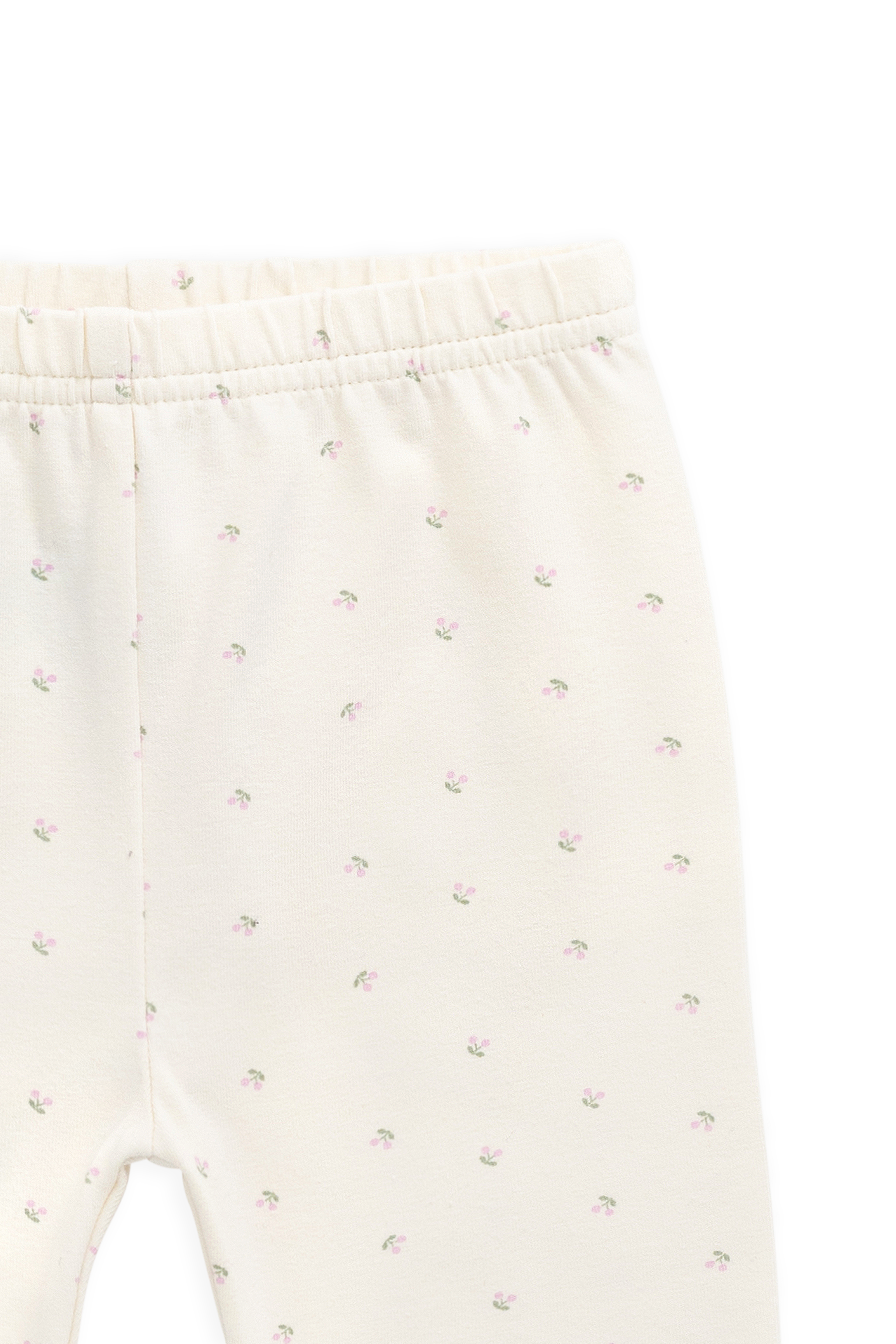 Legging Quotidien En Coton Biologique Avec Imprimé Cerises Crème Ludique Et Taille Élastiquée Pour Filles (Naissance–10 Ans)