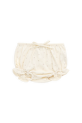 Bloomer en coton biologique à imprimé cerises avec volants et taille élastique, coloris crème doux, pour bébés de 0 à 3 ans