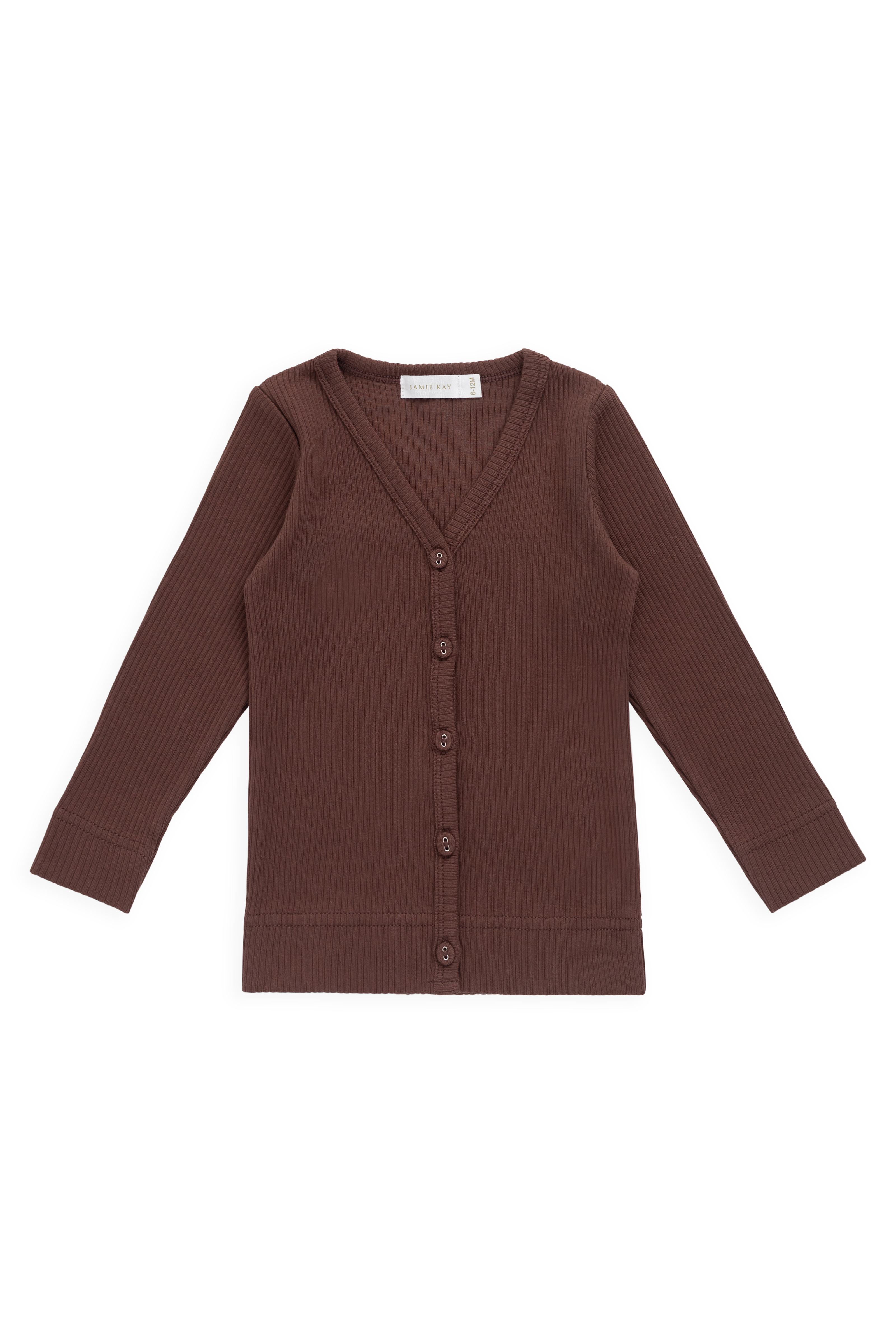 Gilet côtelé en coton modal bio Cannelle Terreuse avec boutons pour superposer, pour filles de 0 mois à 10 ans