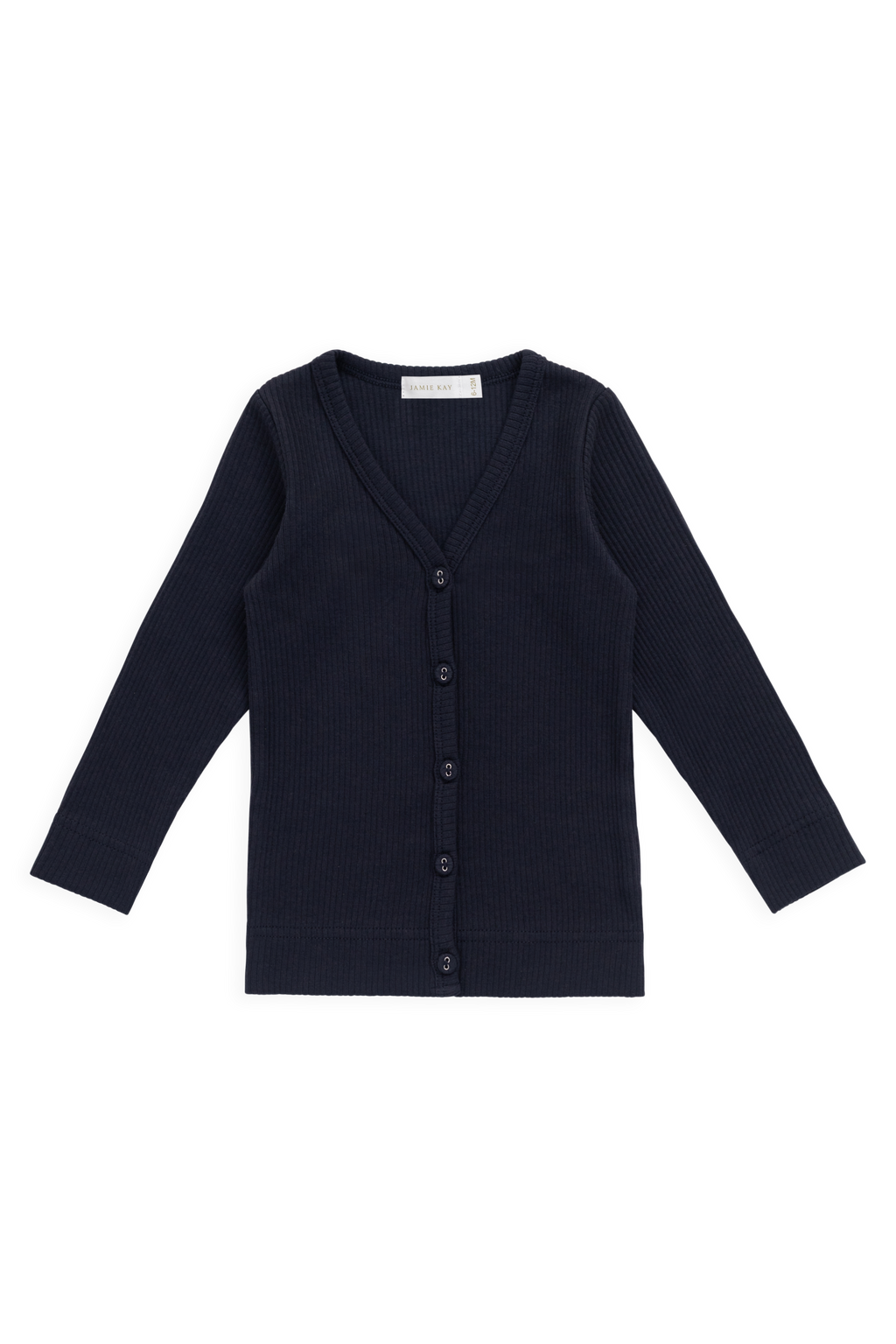 Gilet classique marine en maille côtelée de coton-modal biologique avec boutons pour superposition Filles 0M–10A