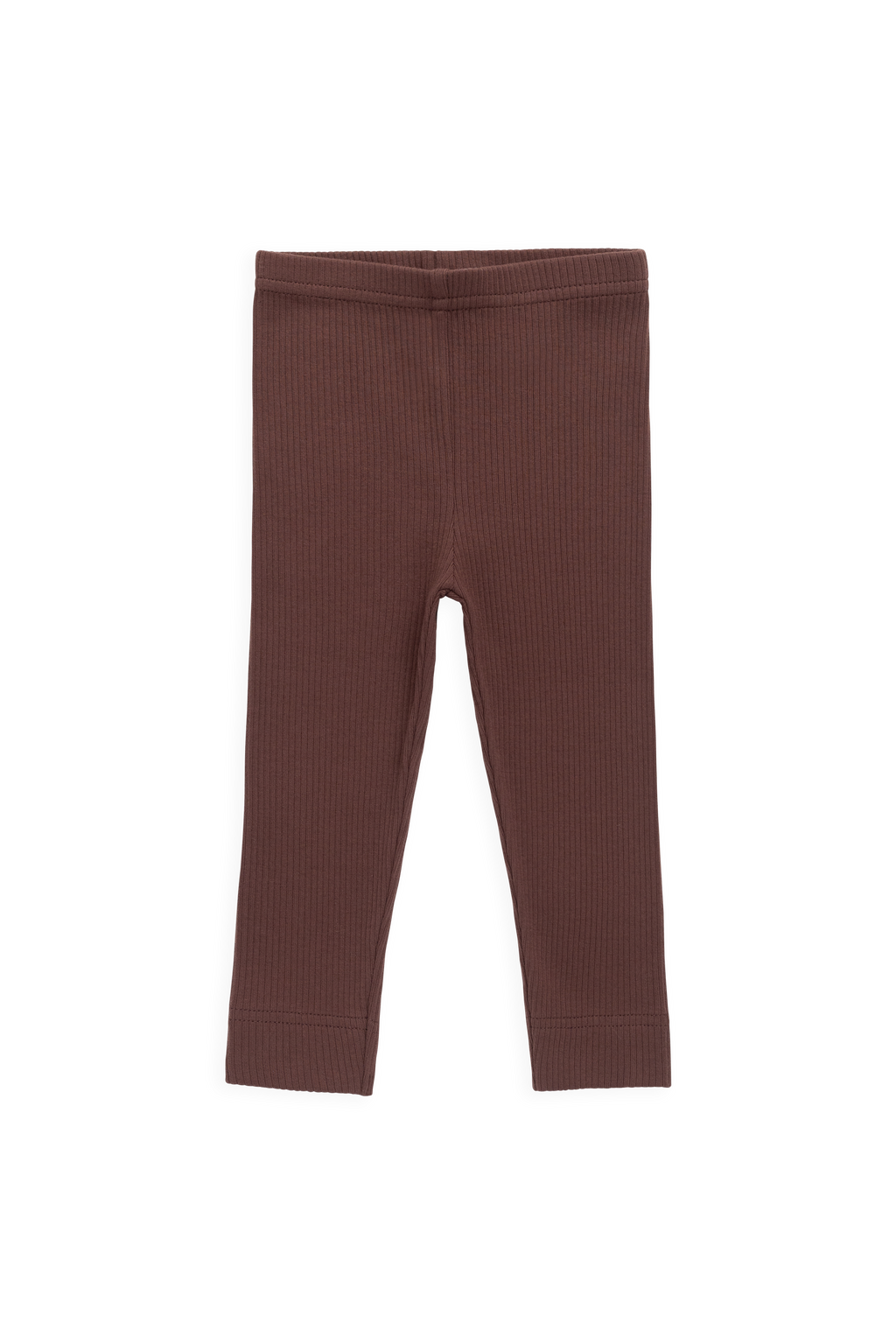 Legging côtelé en coton modal biologique couleur cannelle brûlée avec taille élastique pour filles (du nouveau-né à 10 ans)