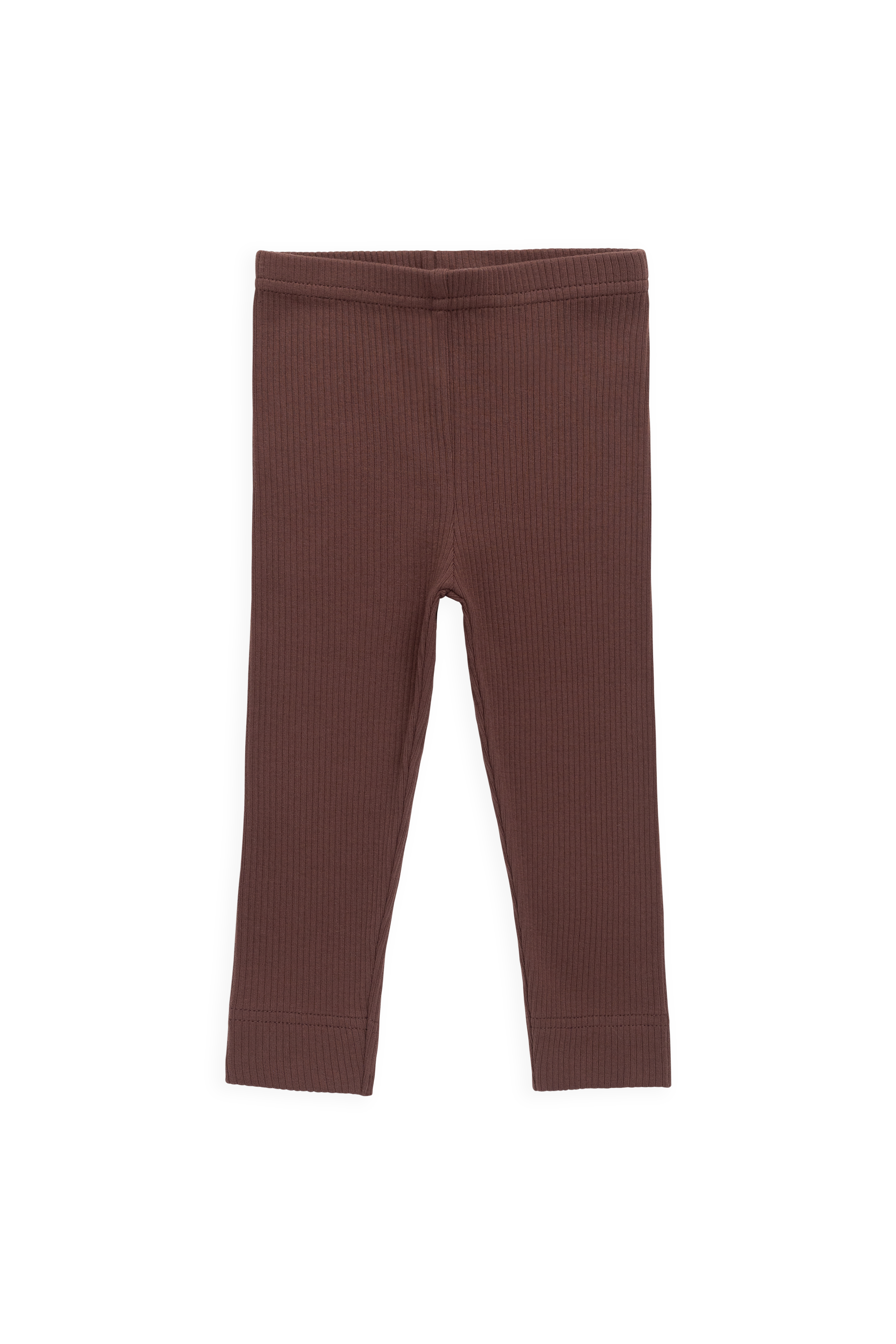 Legging côtelé en coton modal biologique couleur cannelle brûlée avec taille élastique pour filles (du nouveau-né à 10 ans)