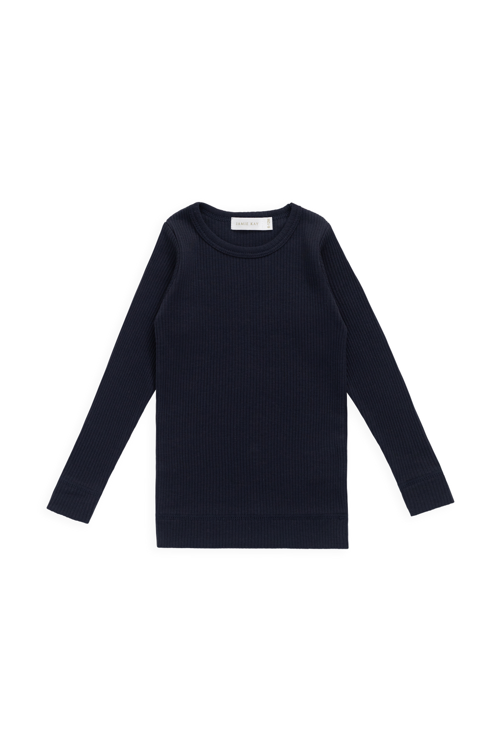 Haut classique en coton bio et modal côtelé bleu marine à manches longues et patte de boutonnage, pour superposer, du nouveau-né à 10 ans