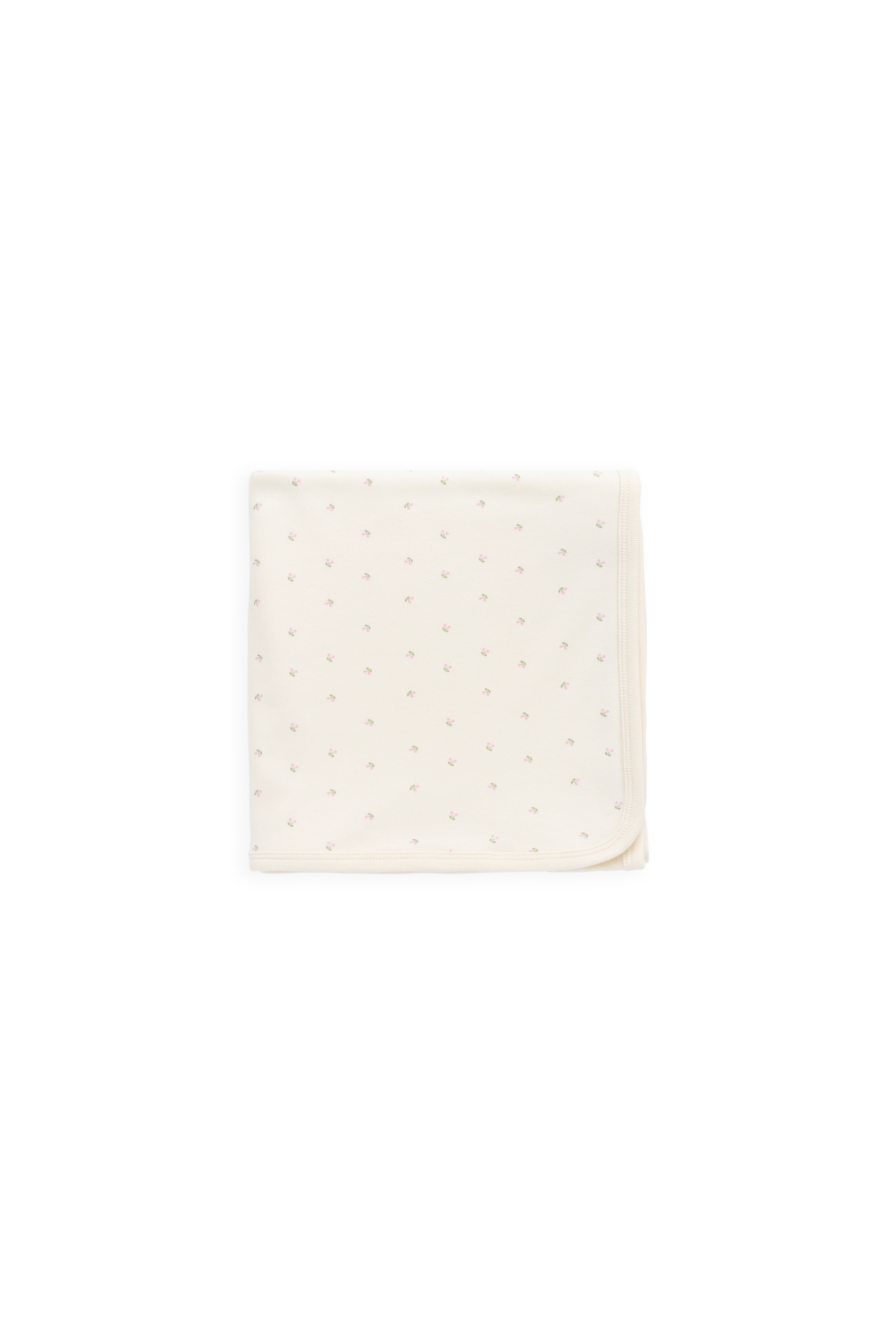 Couverture Bébé en Coton Bio 100% Crème Délcate Imprimé Cerises pour la Sieste et la Poussette 39x39
