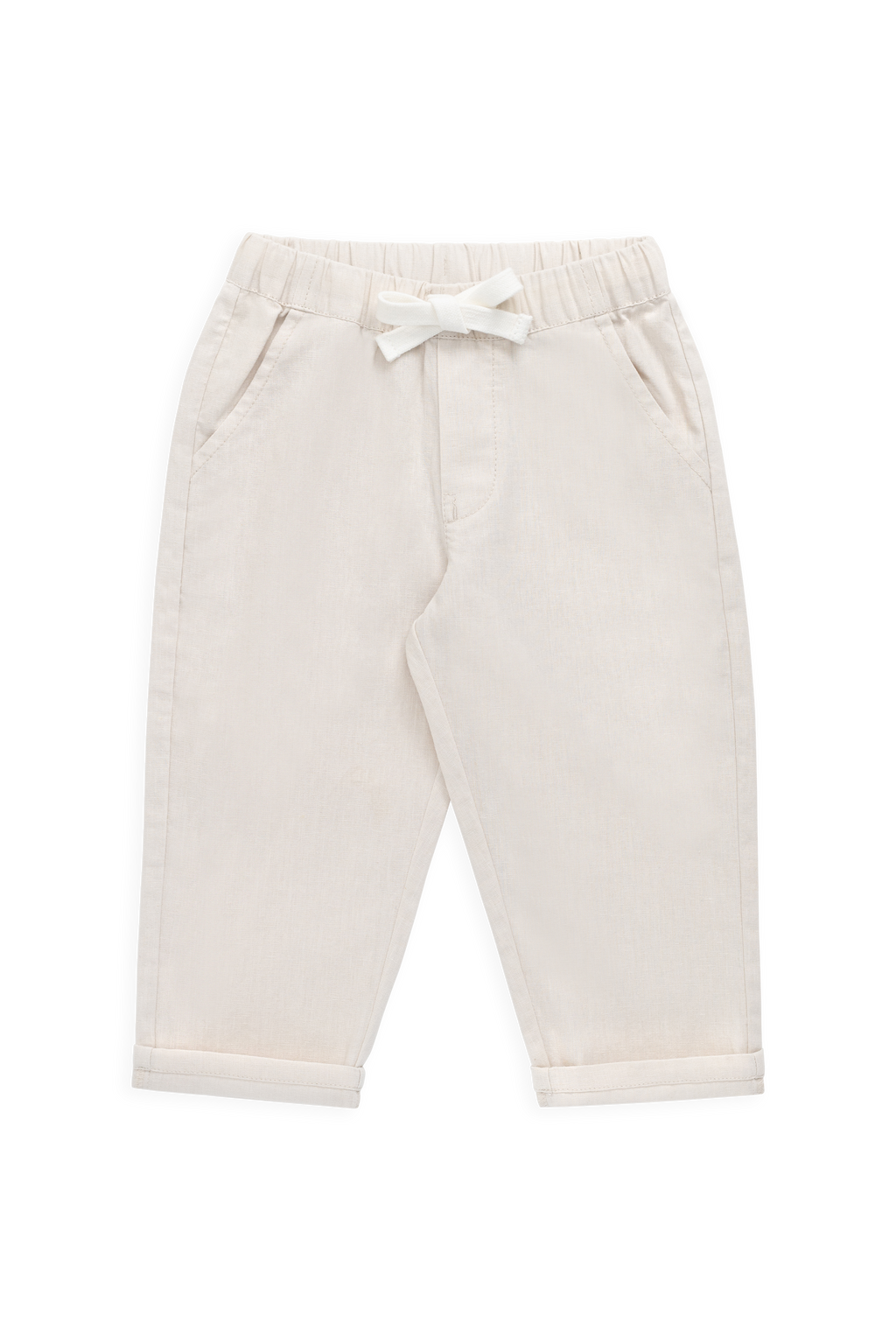 Pantalon droit décontracté en lin et coton avec taille élastique pour le confort quotidien 6M–10A