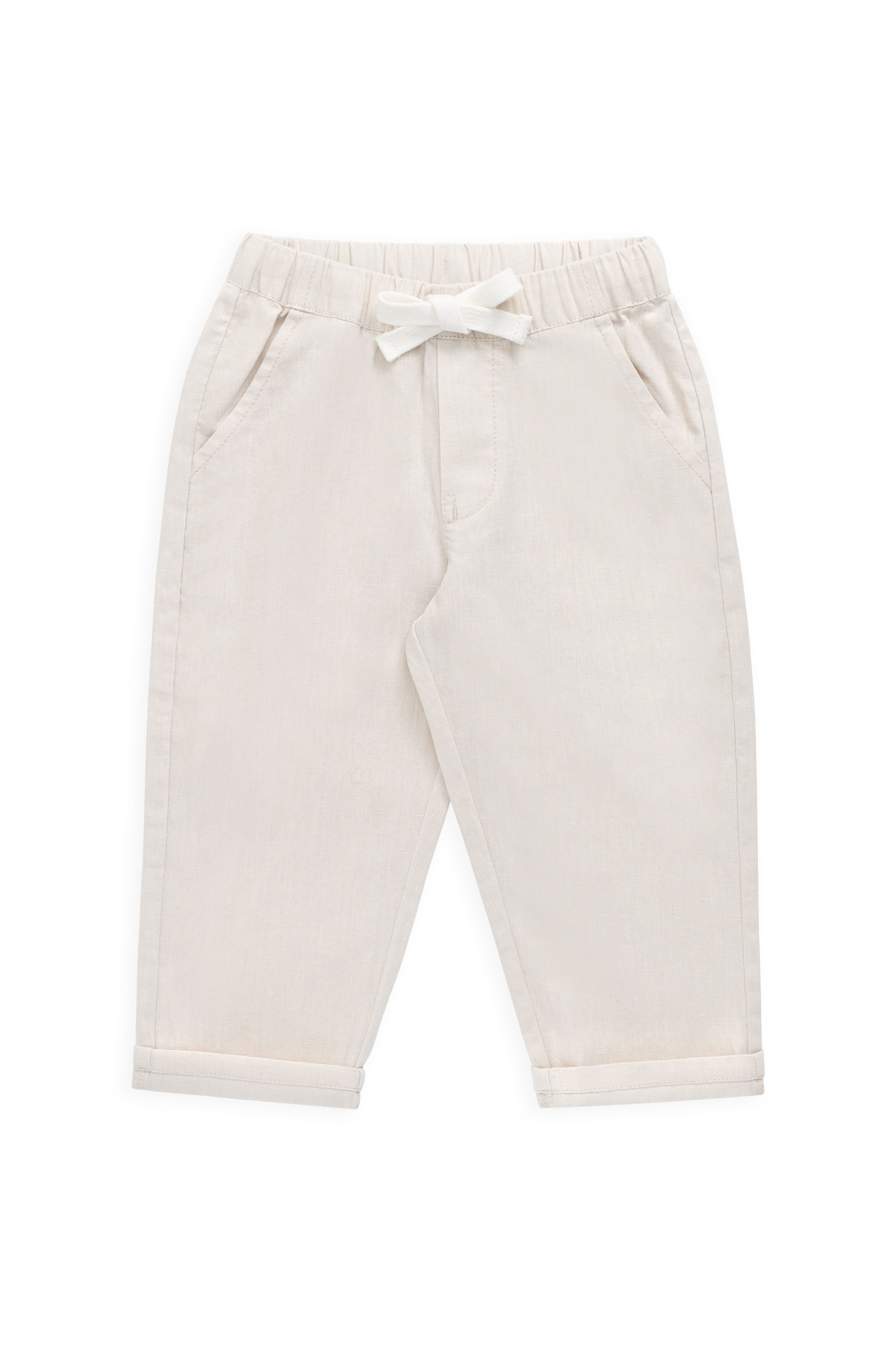 Pantalon droit décontracté en lin et coton avec taille élastique pour le confort quotidien 6M–10A