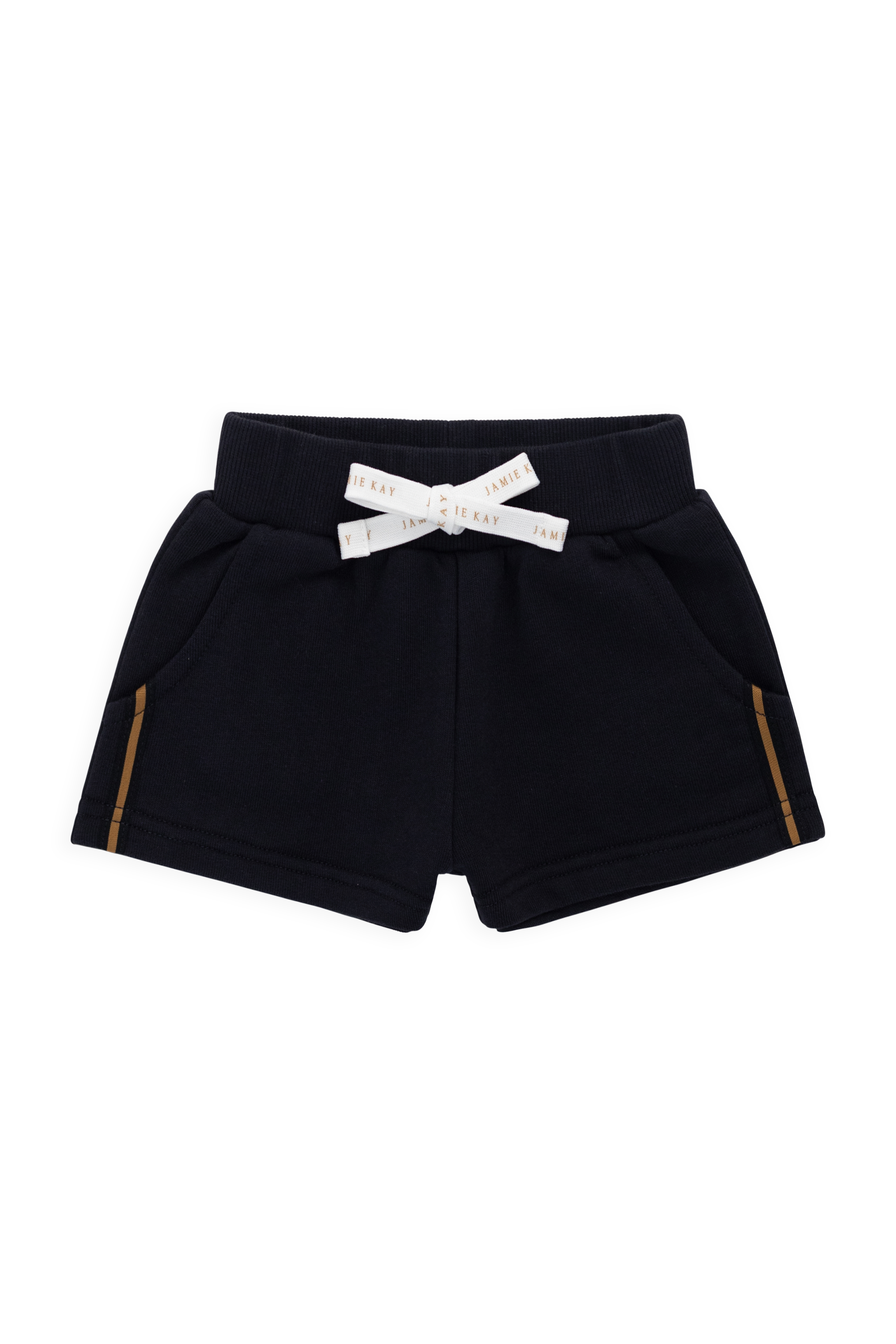 Short décontracté classique marine en coton biologique avec ceinture et poches latérales pour enfants actifs 6M-8Y