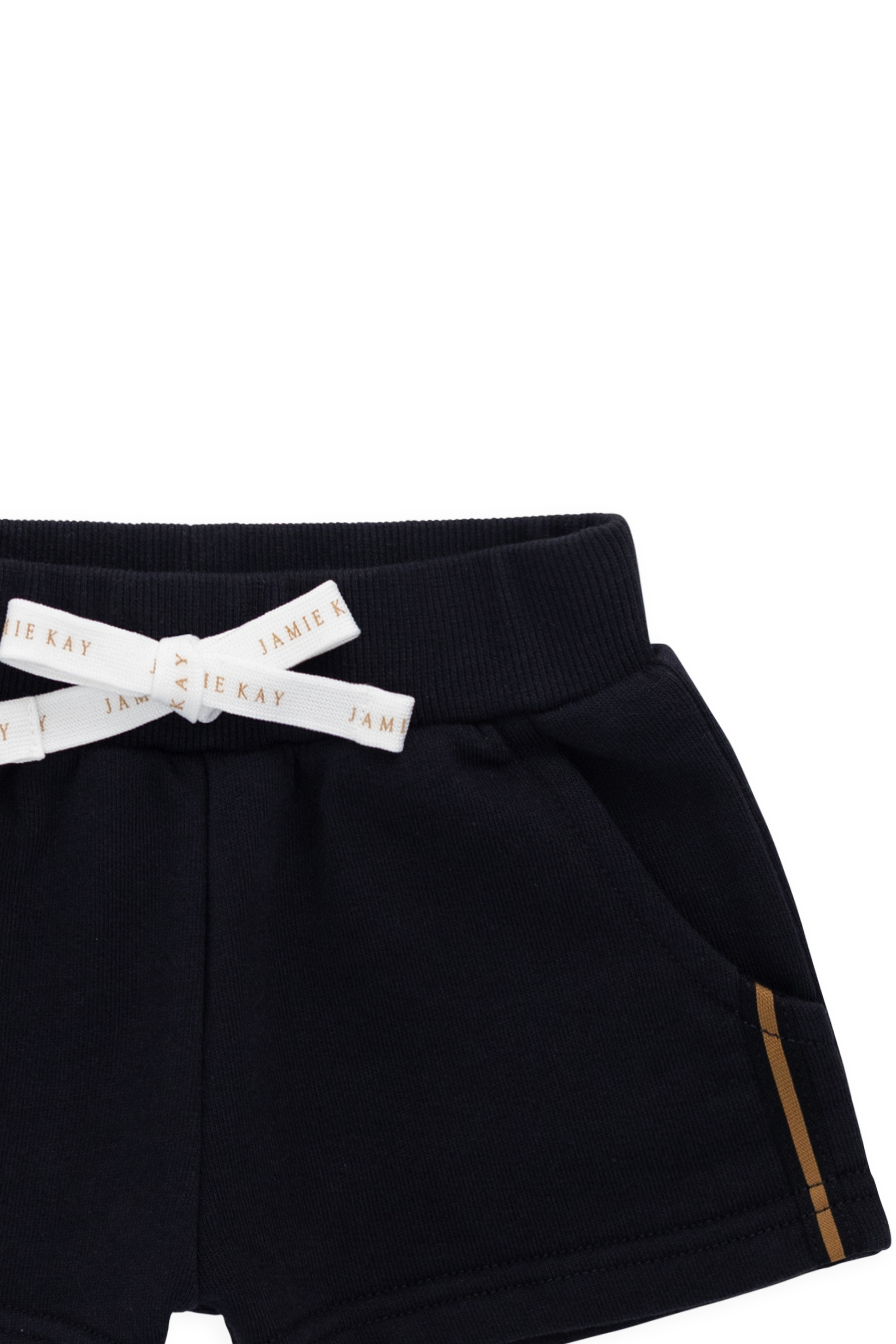 Short décontracté classique marine en coton biologique avec ceinture et poches latérales pour enfants actifs 6M-8Y