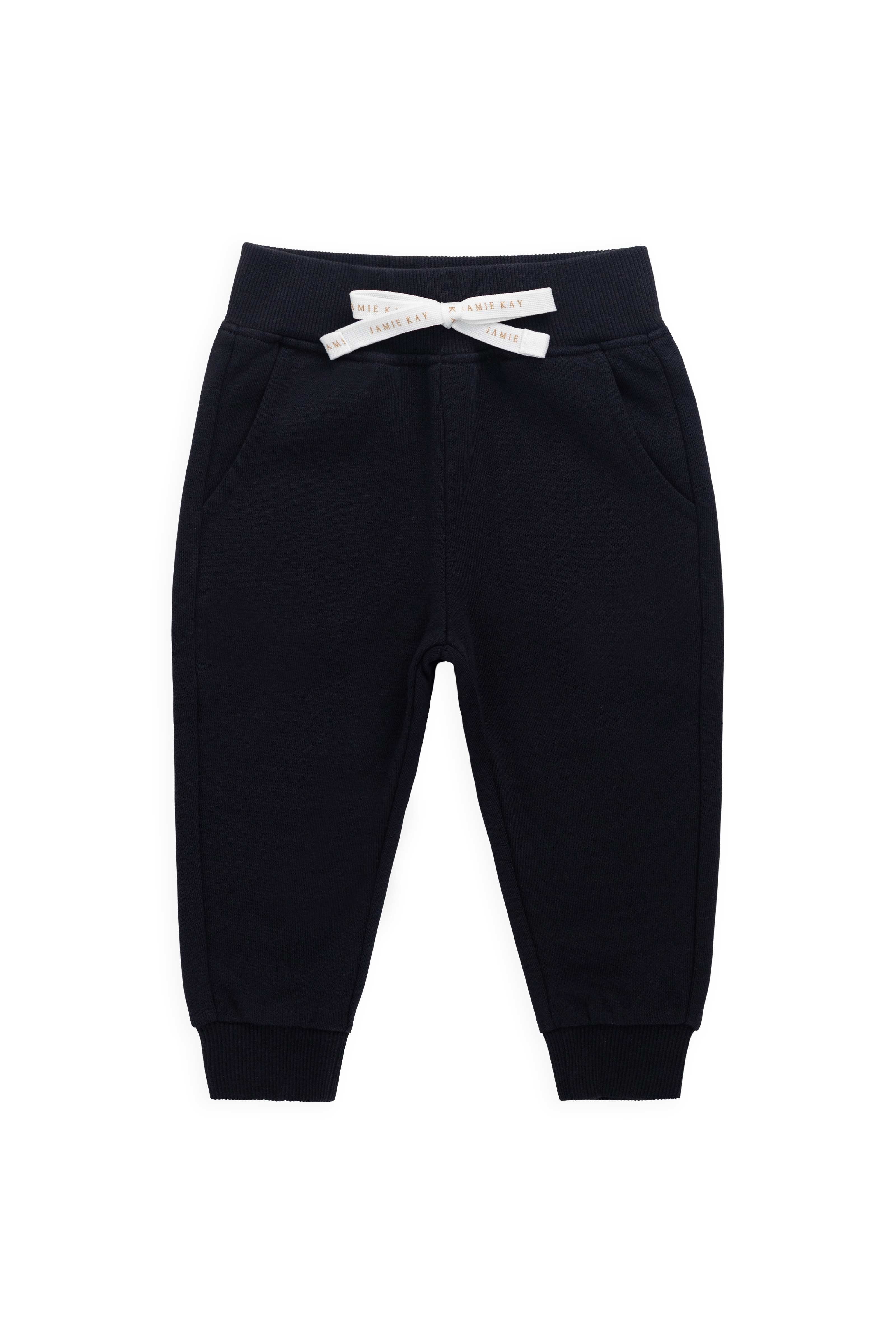 Pantalon de jogging bleu marine douillet 100 % coton biologique avec cordon de serrage à la taille pour jouer et se détendre 6M–8A