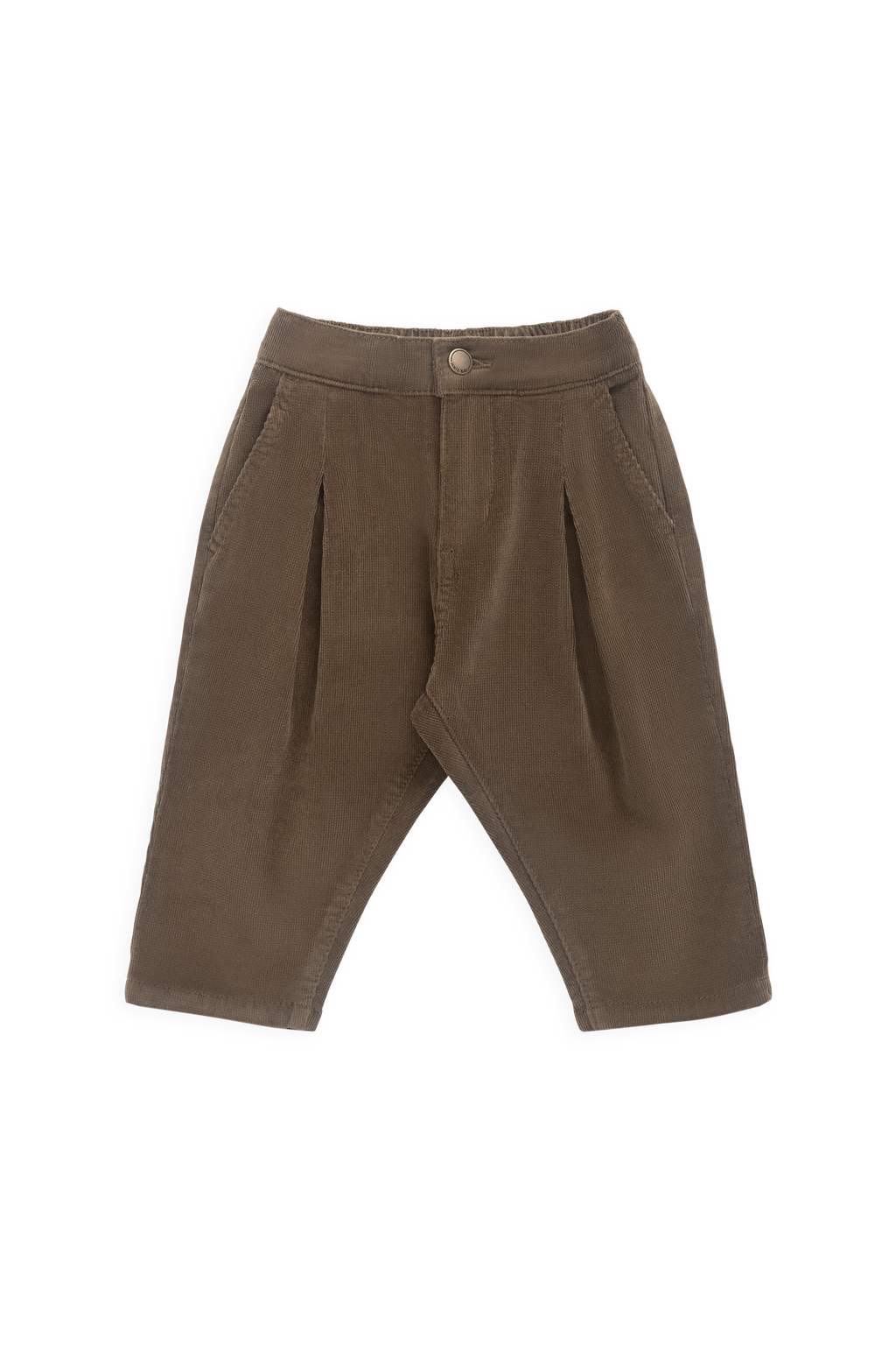 Pantalon raffiné en coton et élasthanne couleur pacane, taille plissée, pour tous les jours 6M–8A