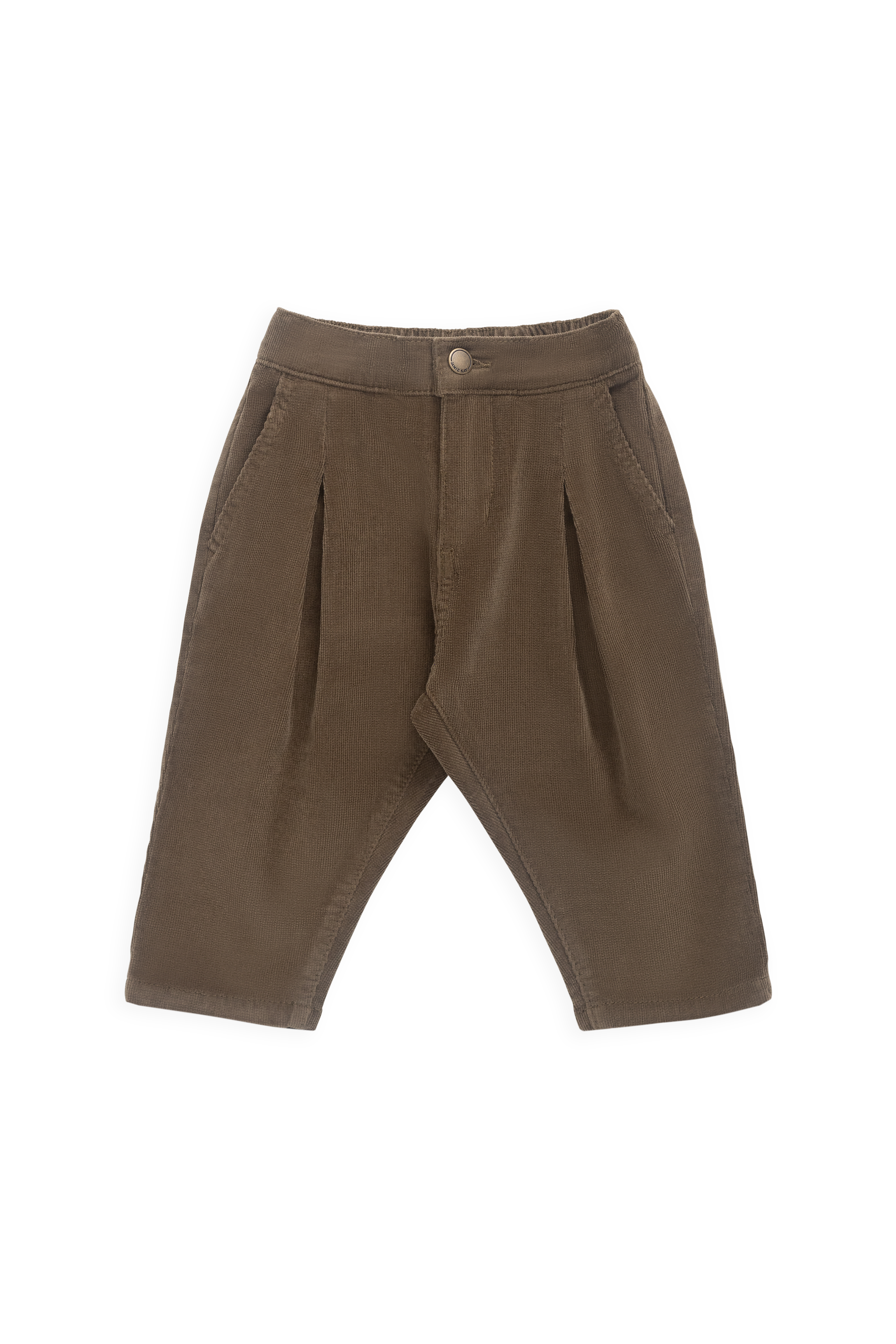 Pantalon raffiné en coton et élasthanne couleur pacane, taille plissée, pour tous les jours 6M–8A