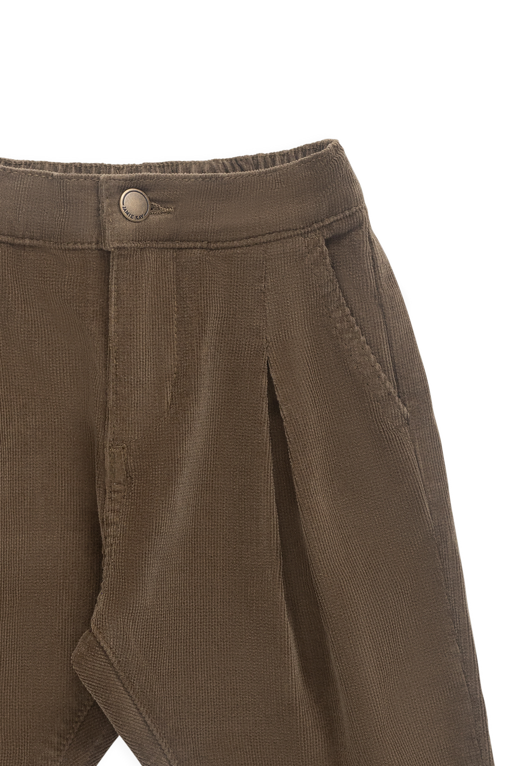 Pantalon raffiné en coton et élasthanne couleur pacane, taille plissée, pour tous les jours 6M–8A