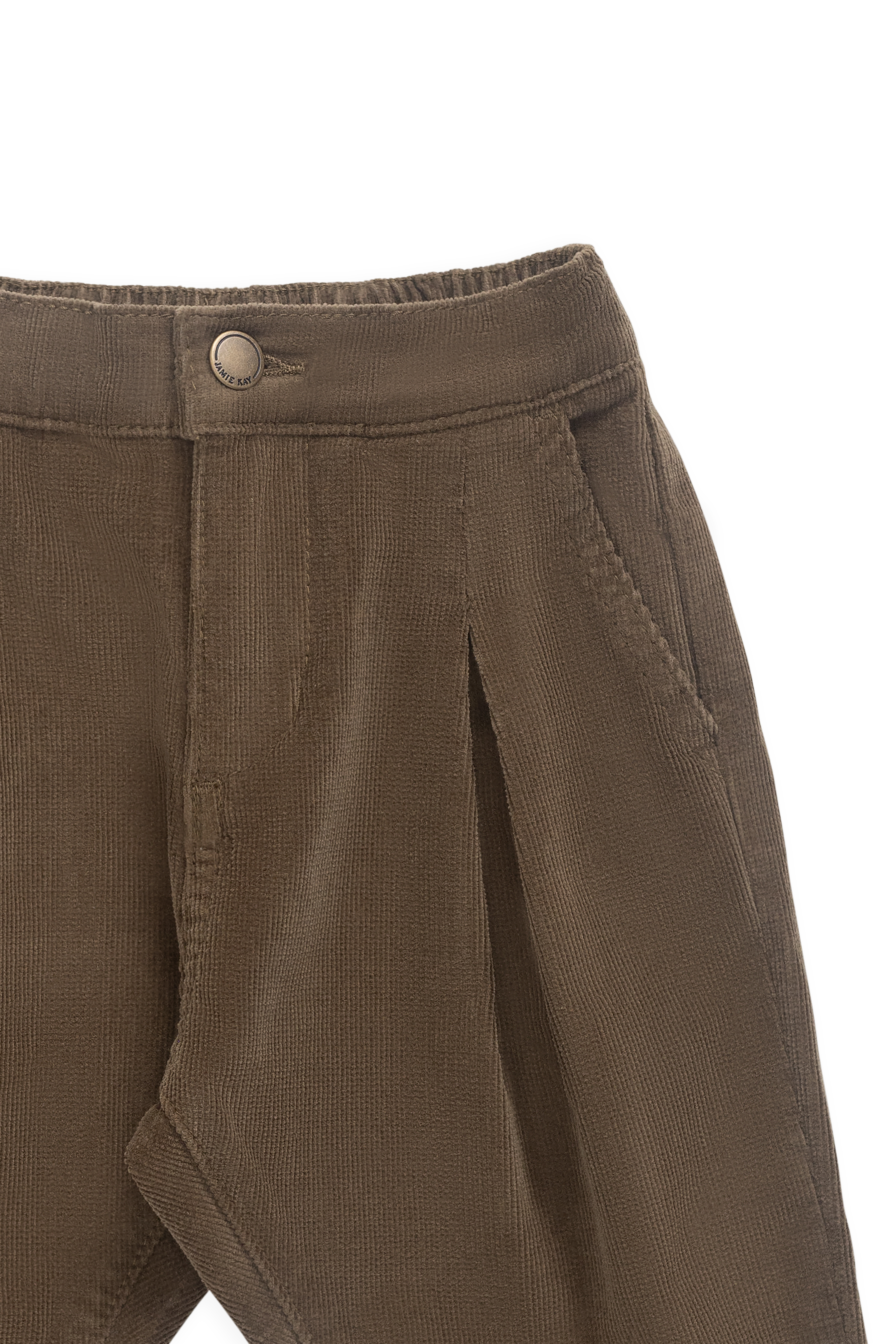 Pantalon raffiné en coton et élasthanne couleur pacane, taille plissée, pour tous les jours 6M–8A