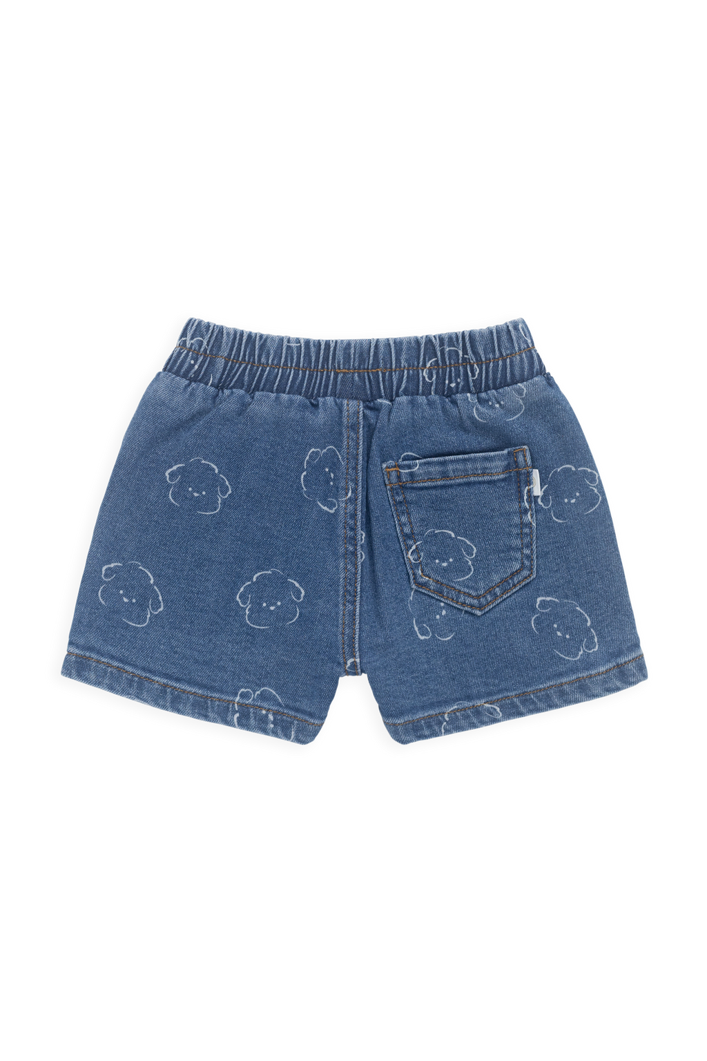 Short en jean bleu avec imprimé chiens, taille élastique et poches, pour enfants de 6 mois à 6 ans