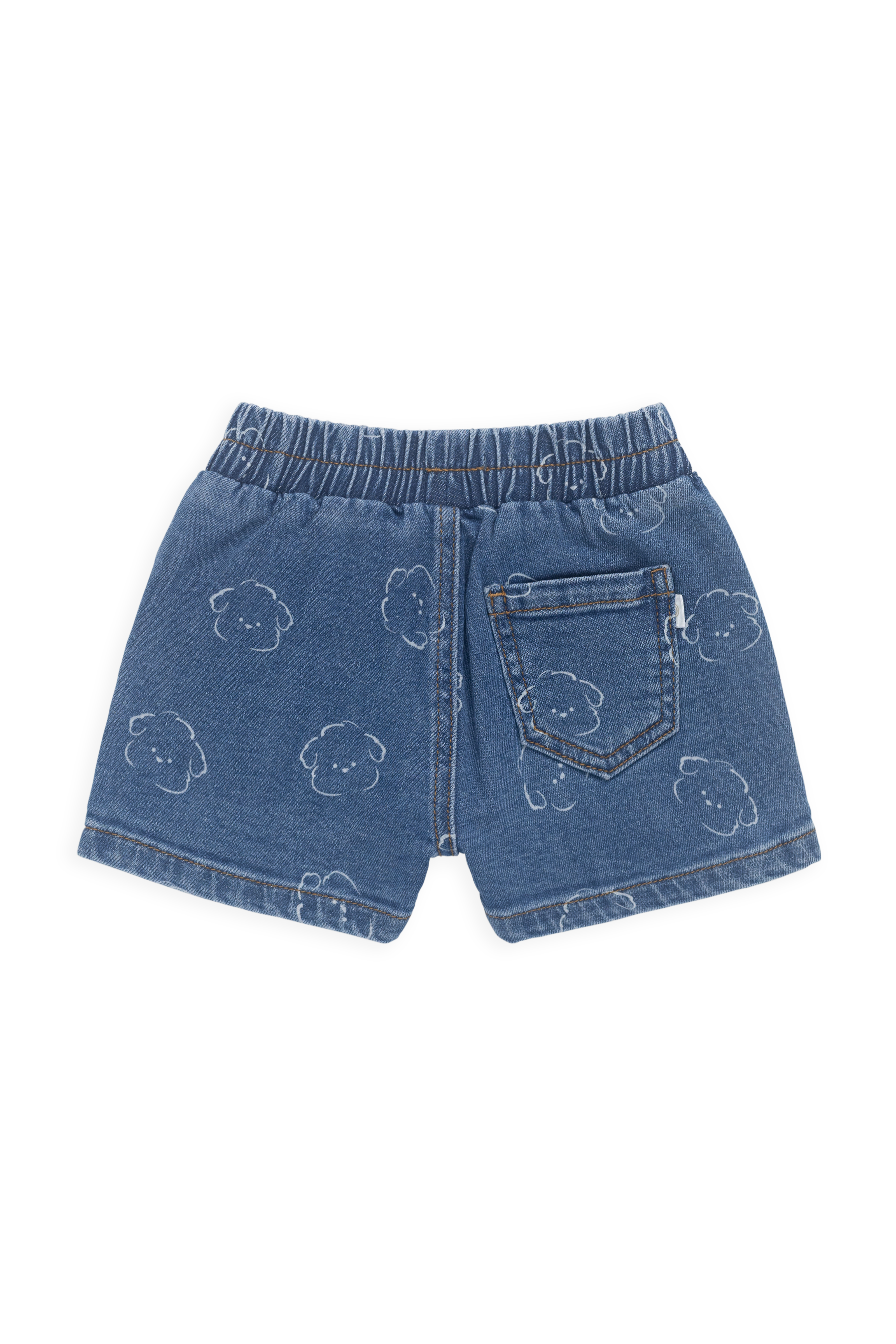 Short en jean bleu avec imprimé chiens, taille élastique et poches, pour enfants de 6 mois à 6 ans