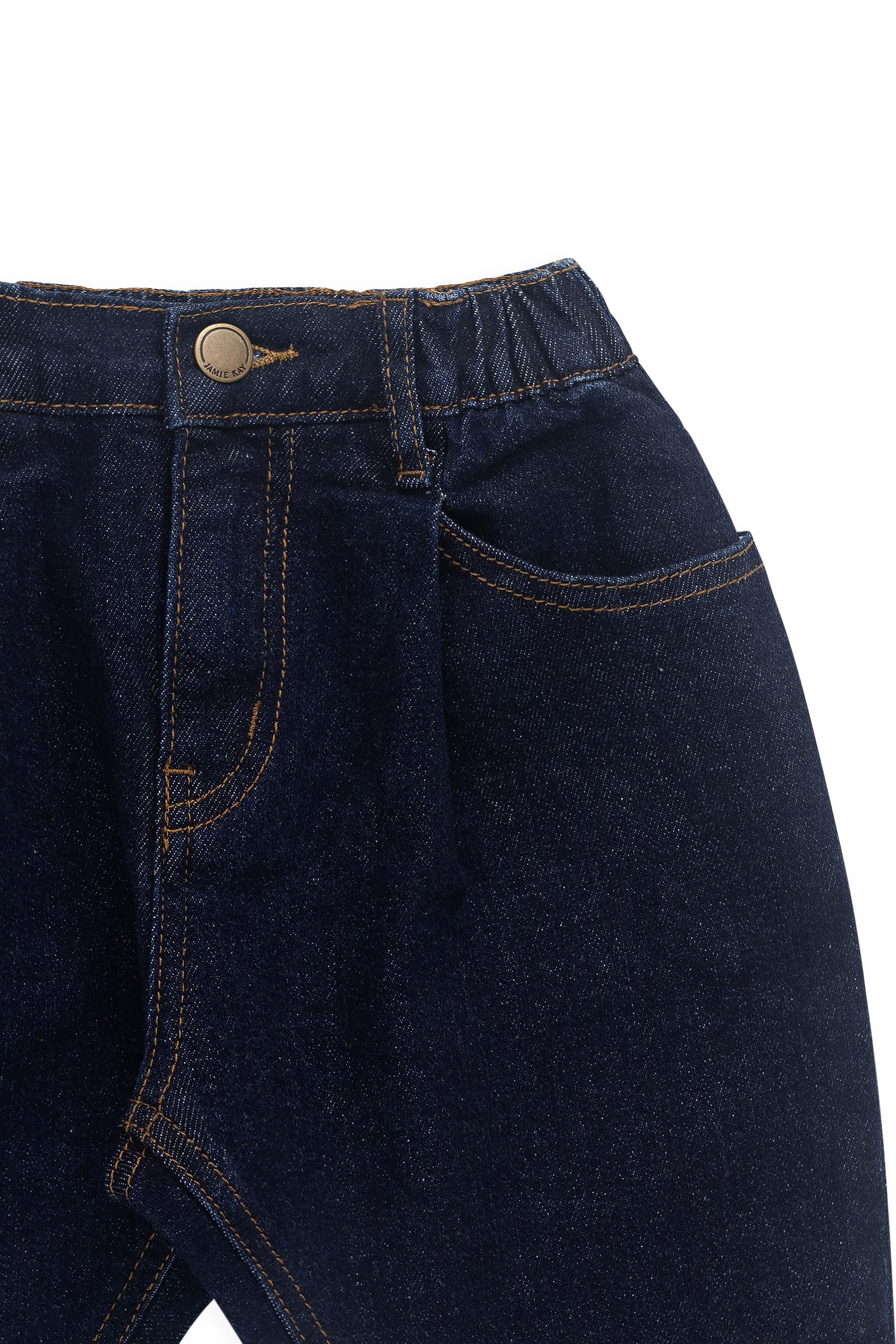 Pantalon fuselé décontracté en jean indigo coton avec taille élastique et poches fonctionnelles pour enfants 6M–8A
