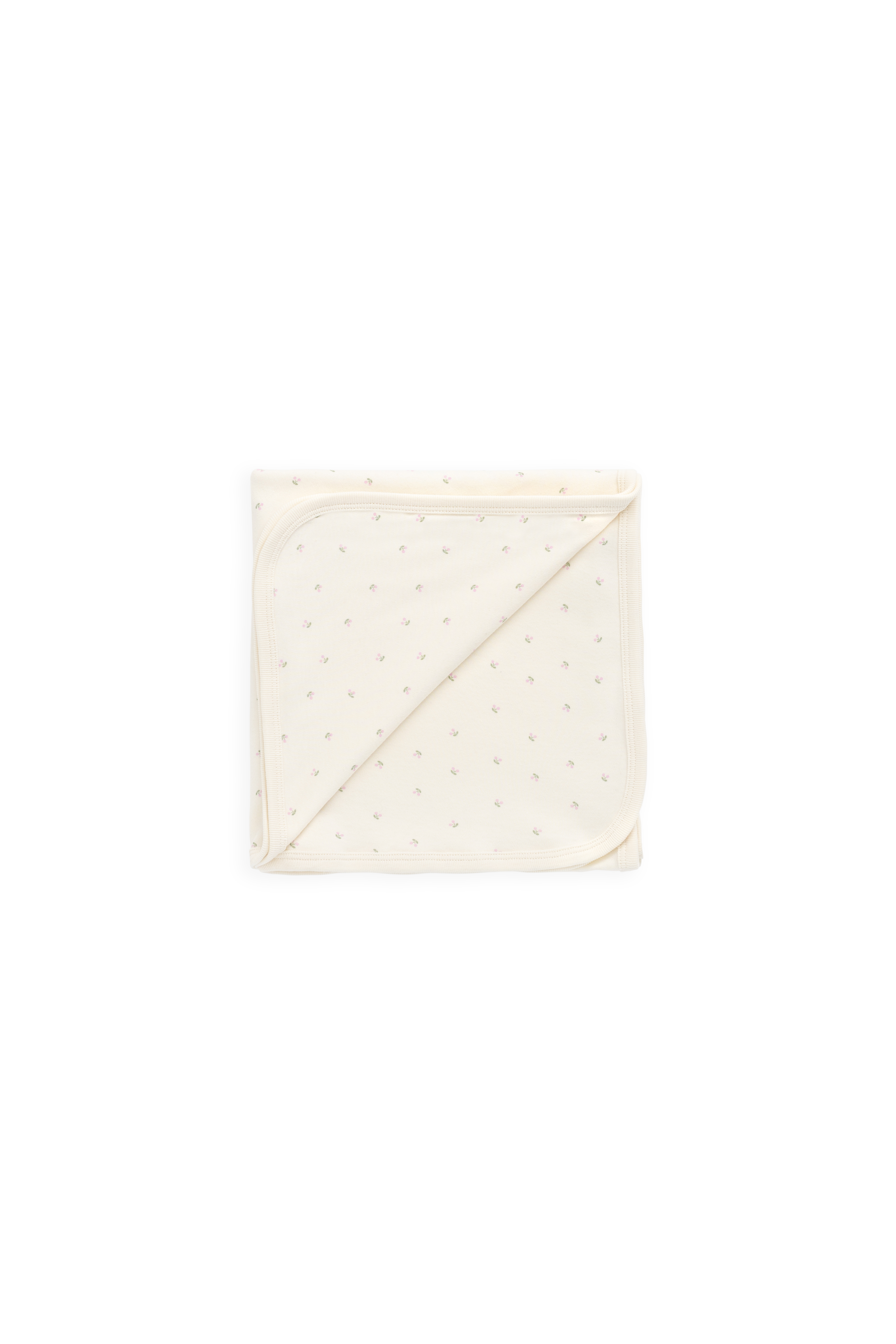 Couverture Bébé en Coton Bio 100% Crème Délcate Imprimé Cerises pour la Sieste et la Poussette 39x39
